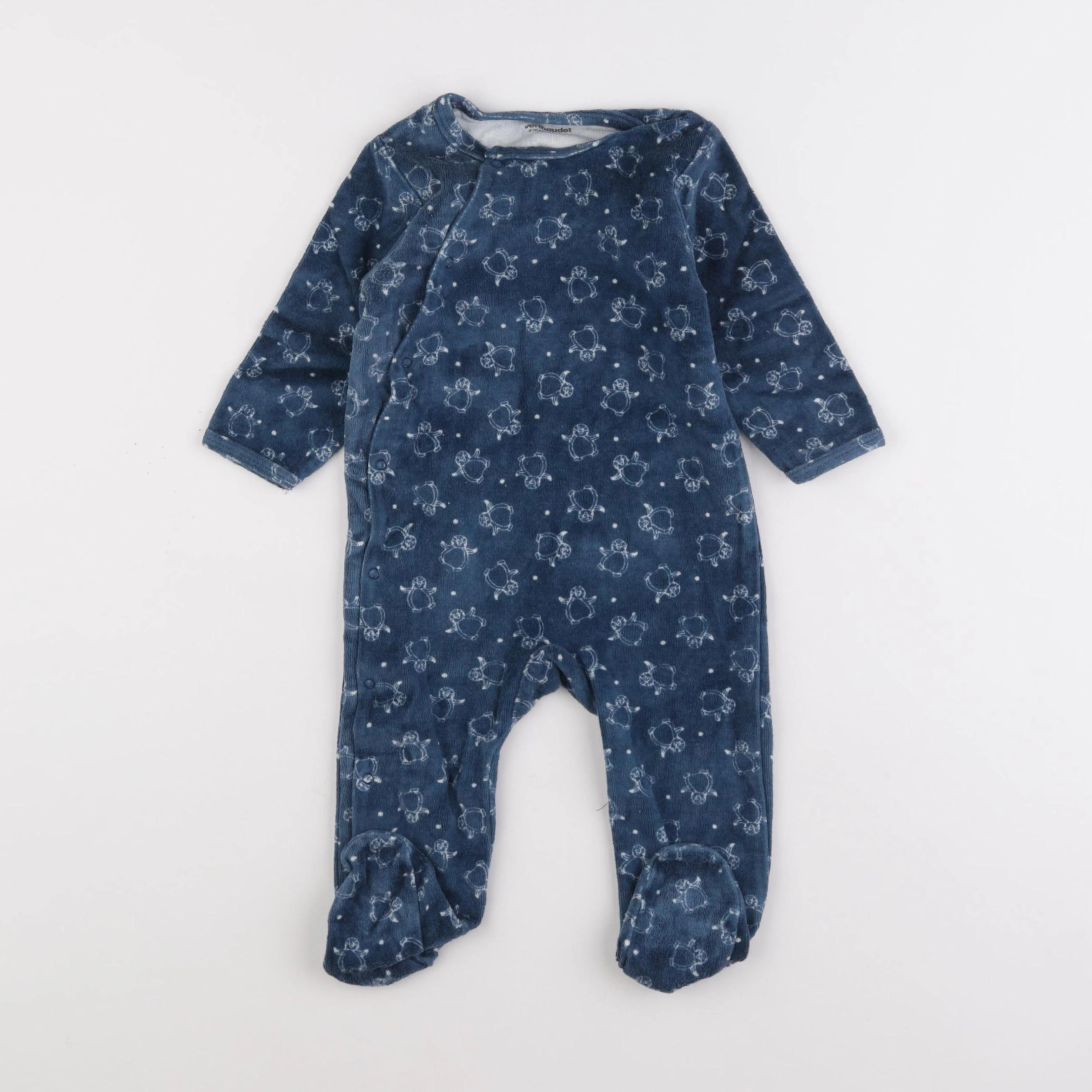 Vertbaudet - pyjama velours bleu - 9 mois