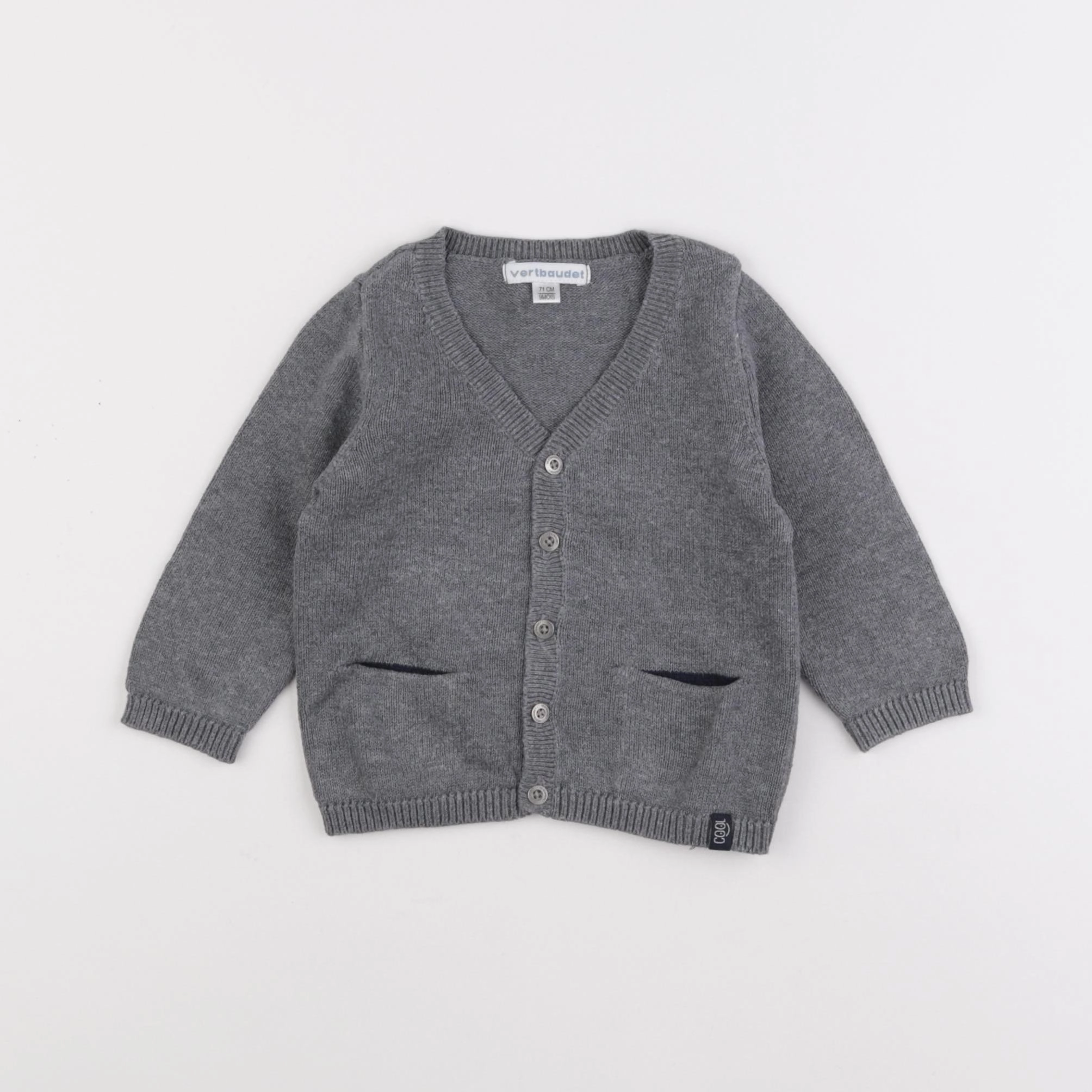 Vertbaudet - gilet gris - 9 mois