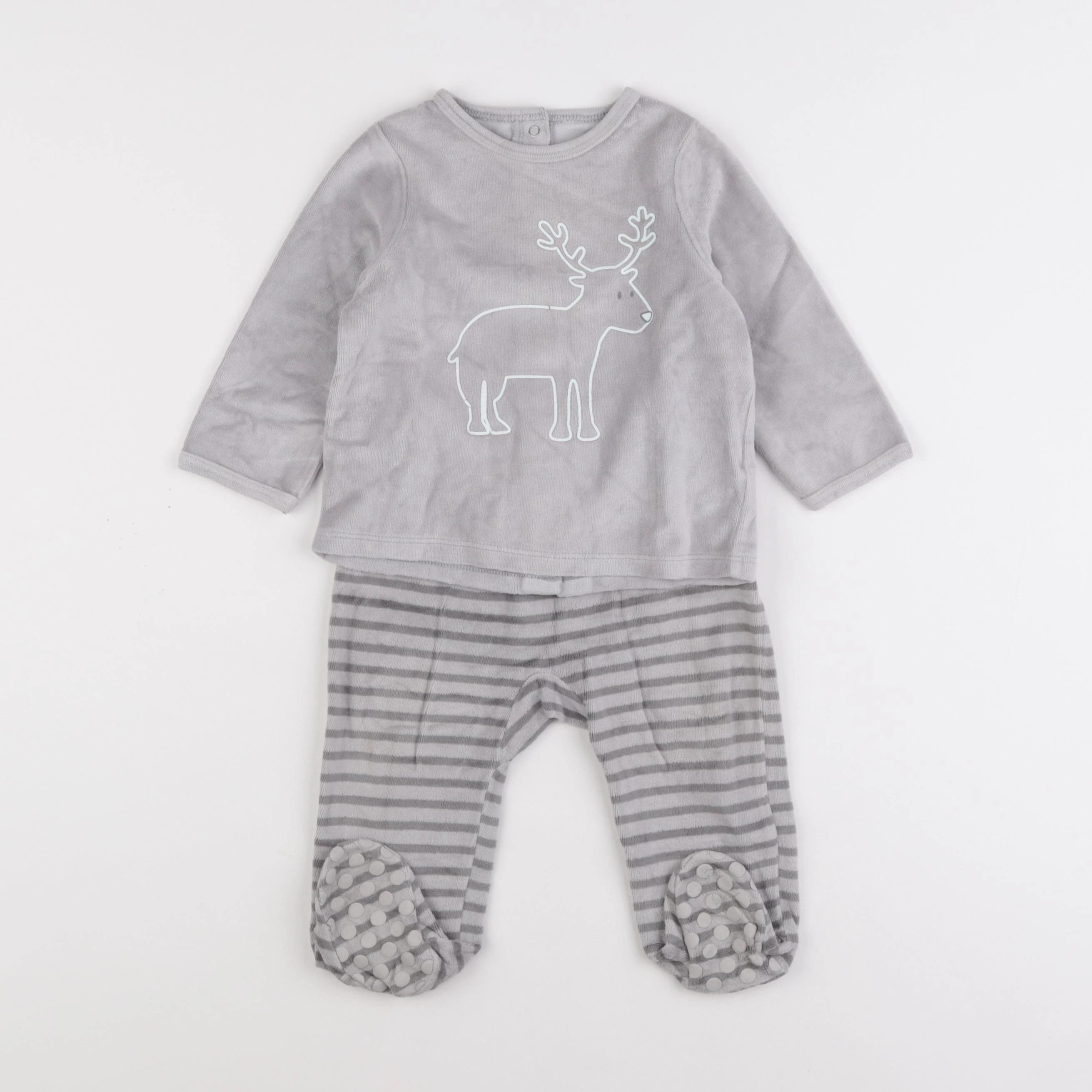 Vertbaudet - pyjama velours gris - 12 mois