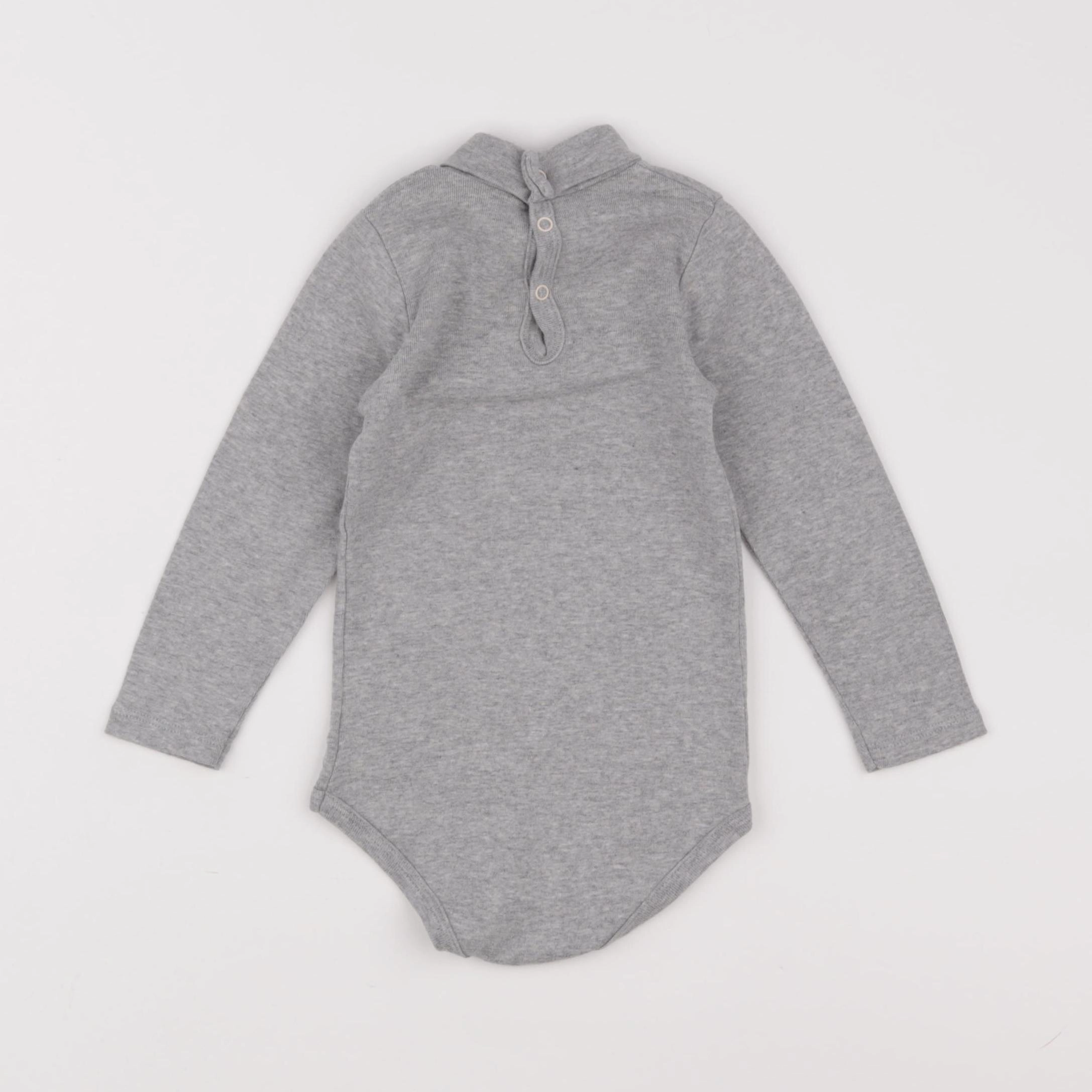 Petit Bateau - body à col gris - 18 mois