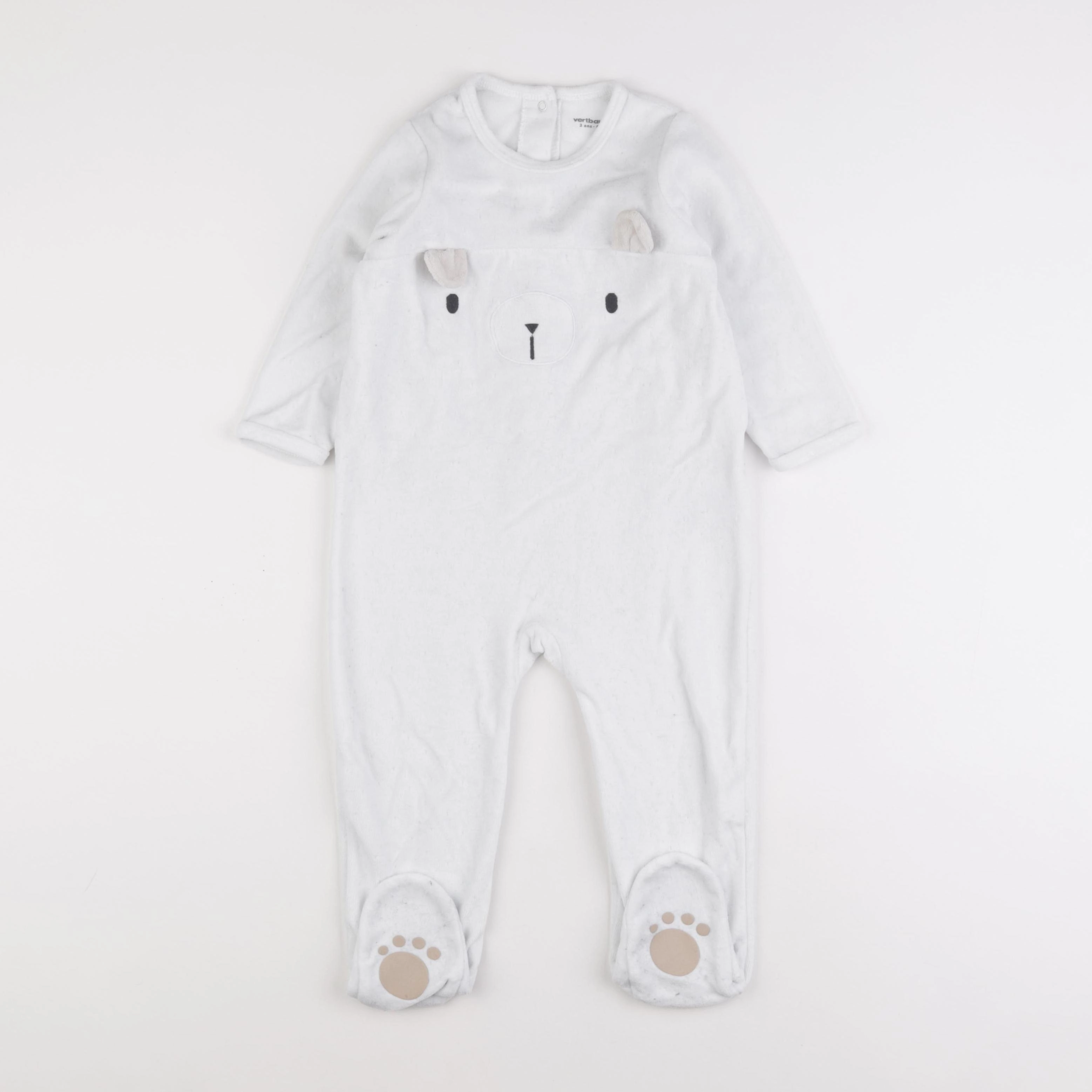 Vertbaudet - pyjama velours blanc - 2 ans