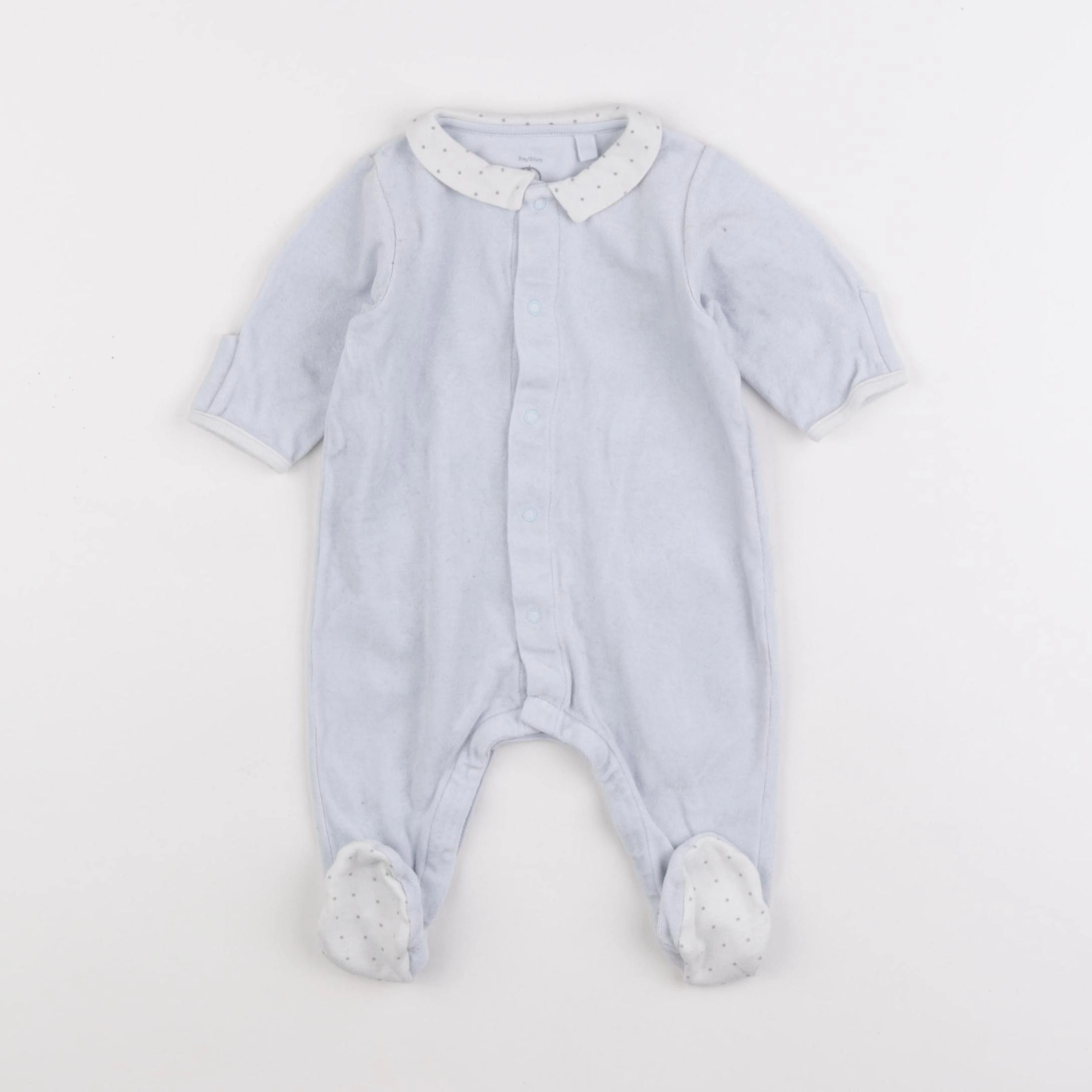 Petit Bateau - pyjama velours bleu - 3 mois