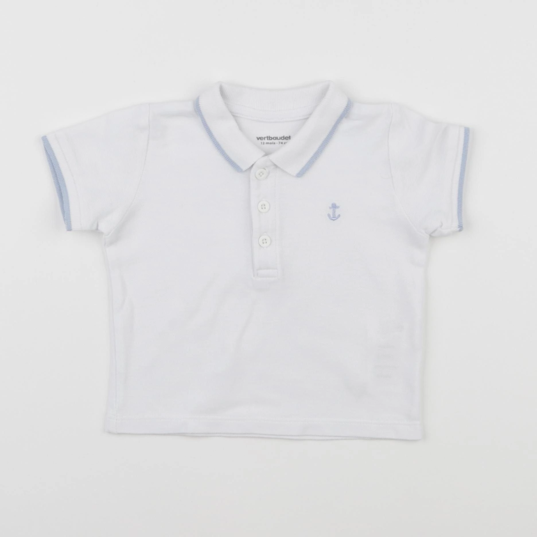 Vertbaudet - polo blanc - 12 mois