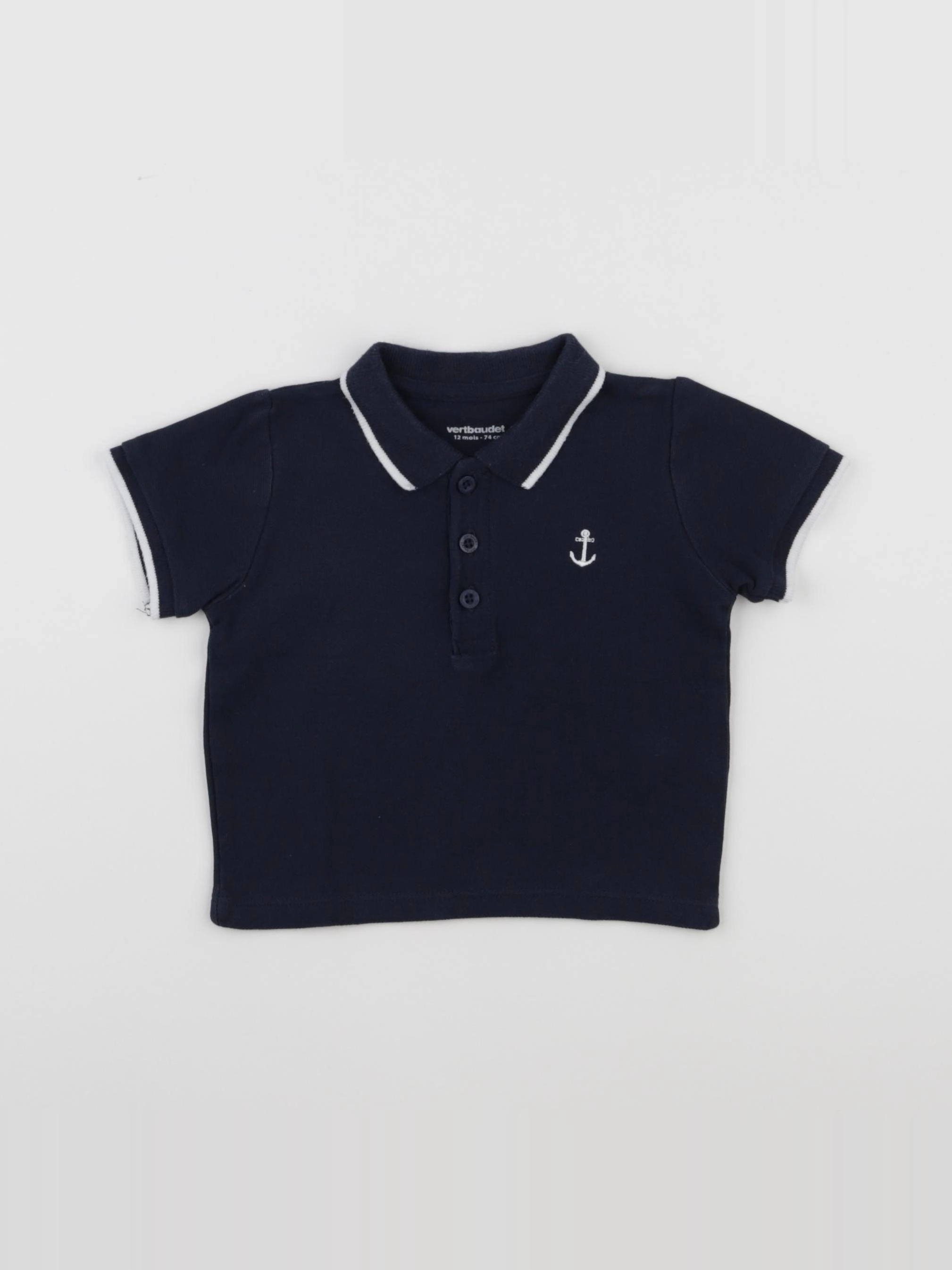 Vertbaudet - polo bleu - 12 mois