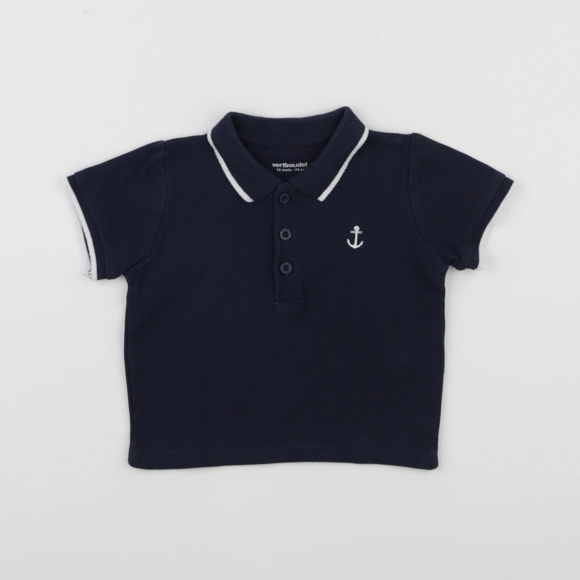 Vertbaudet - polo bleu - 12 mois