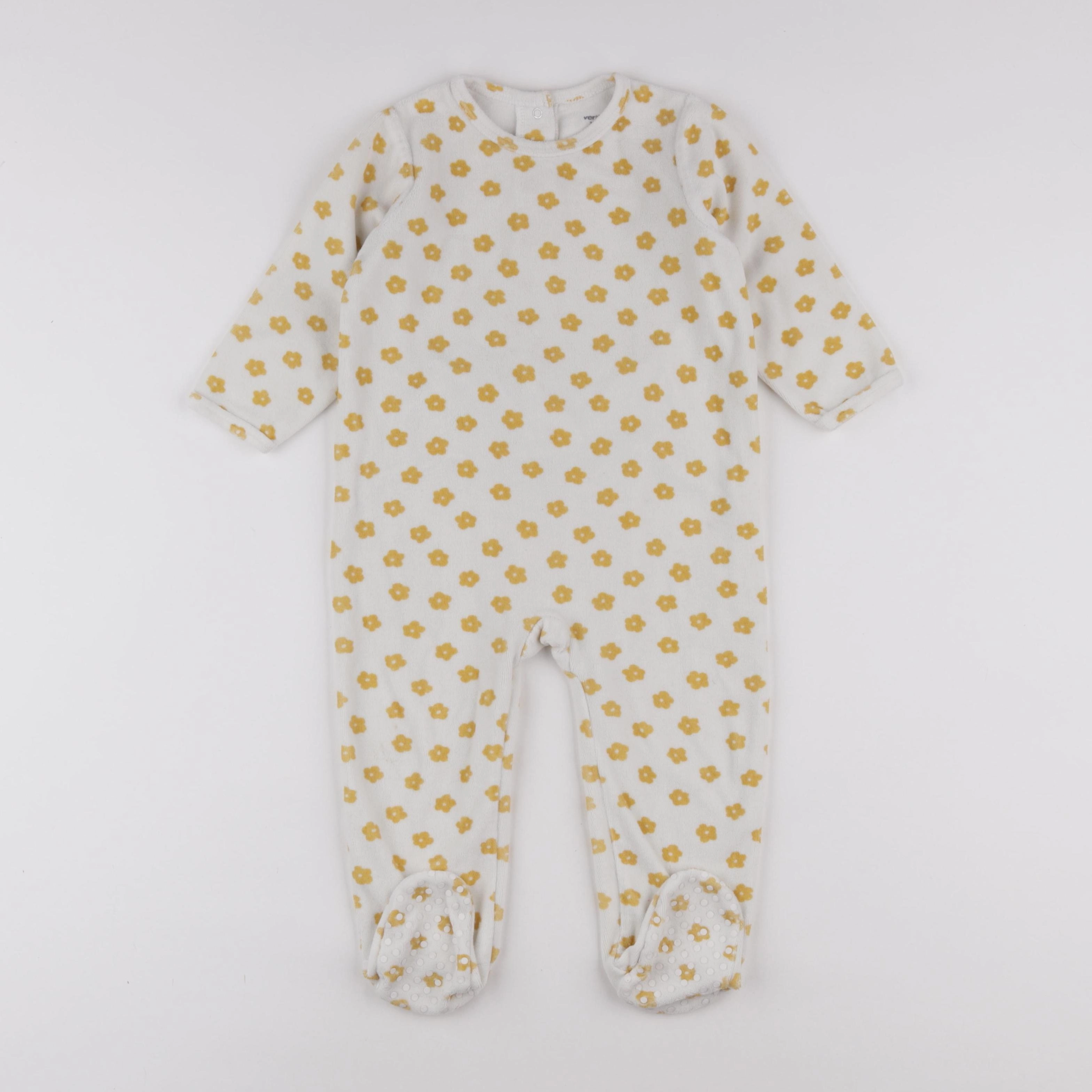 Vertbaudet - pyjama velours blanc, jaune - 2 ans