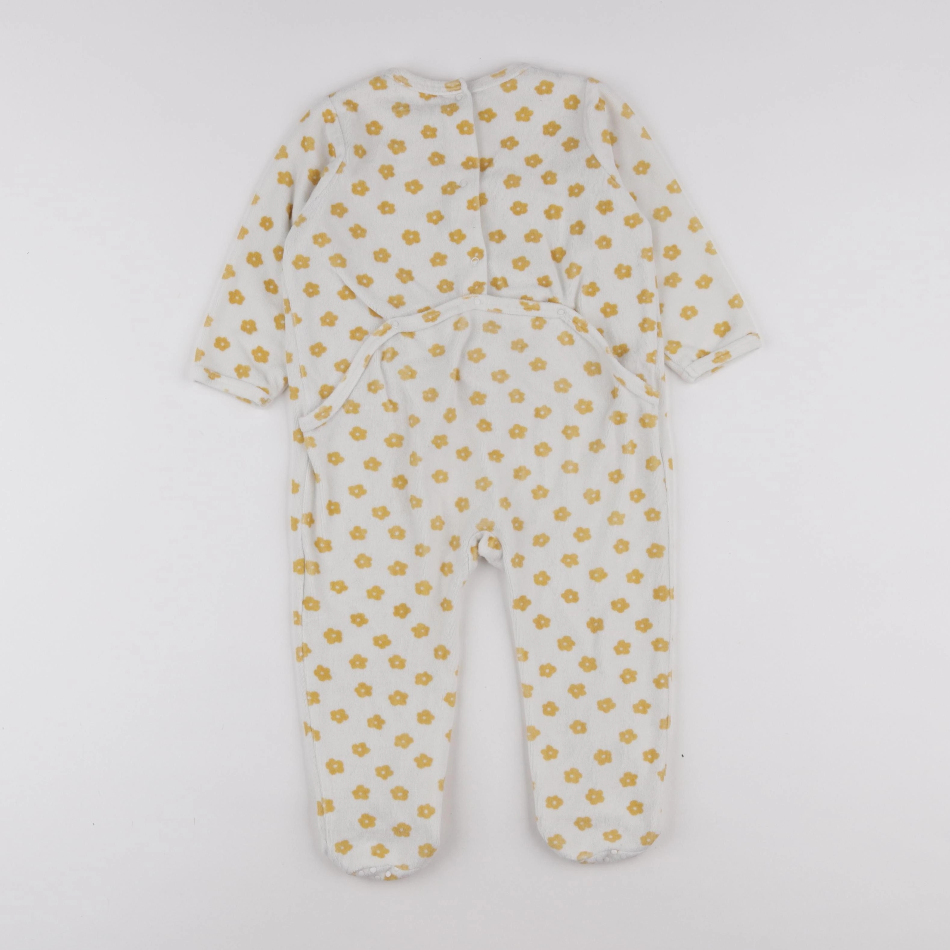 Vertbaudet - pyjama velours blanc, jaune - 2 ans