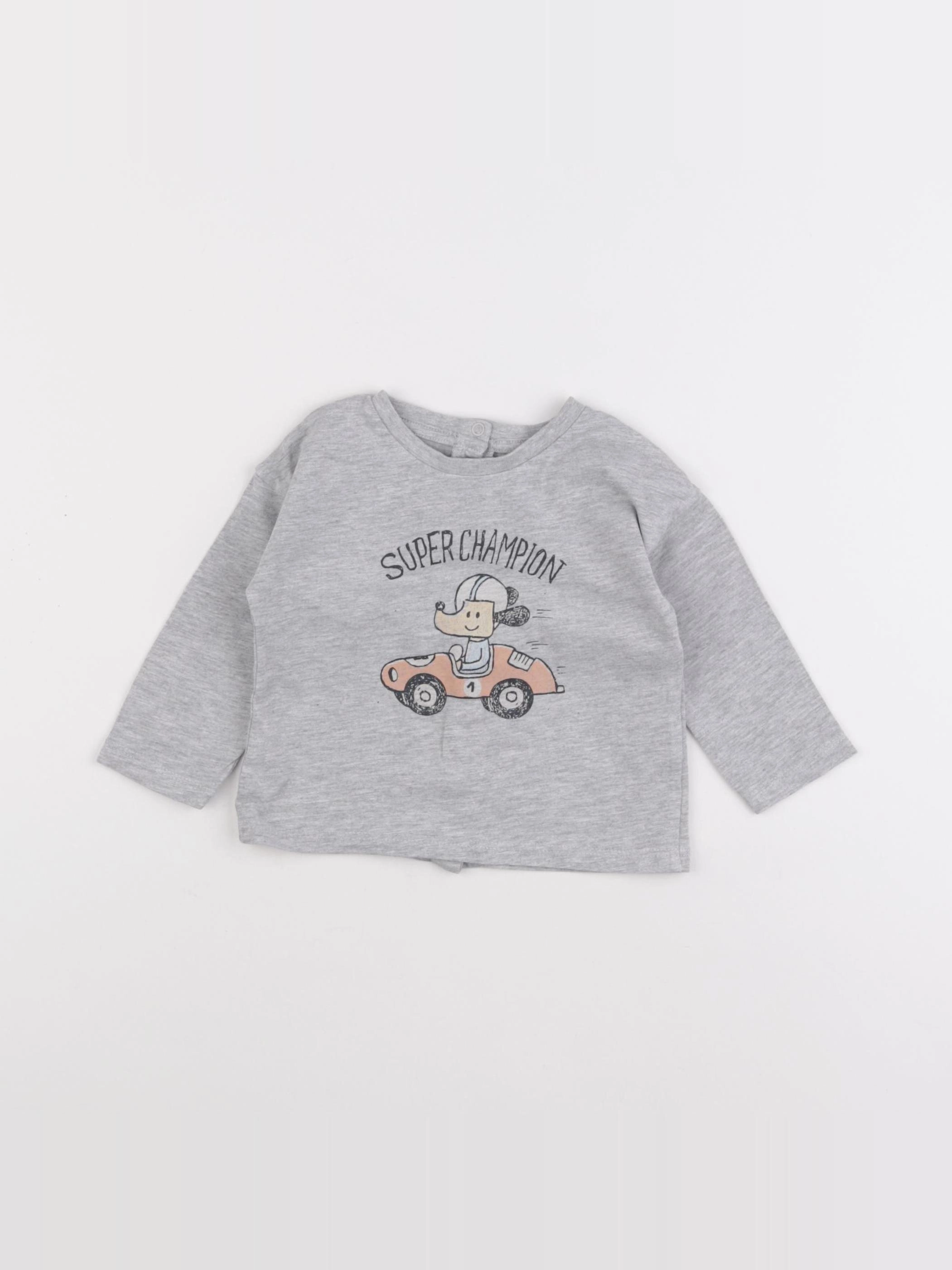 Vertbaudet - tee-shirt gris - 9 mois