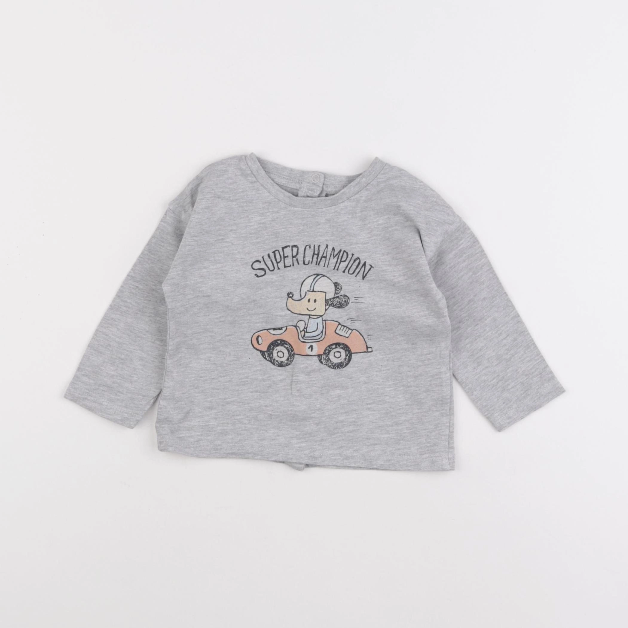 Vertbaudet - tee-shirt gris - 9 mois