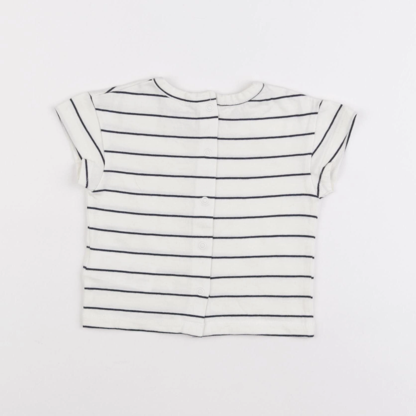 Vertbaudet - tee-shirt beige, bleu - 6 mois