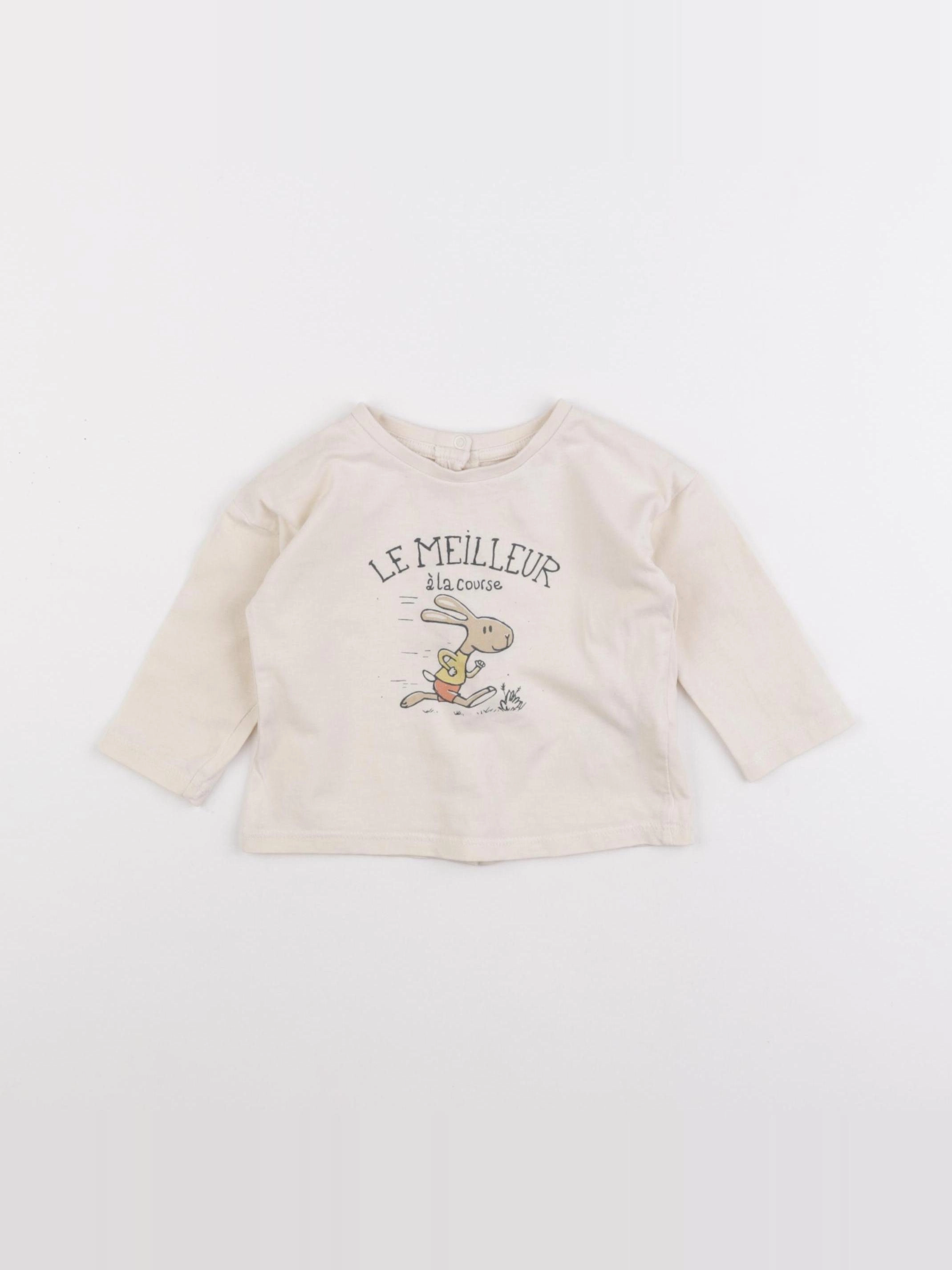 Vertbaudet - tee-shirt beige - 9 mois
