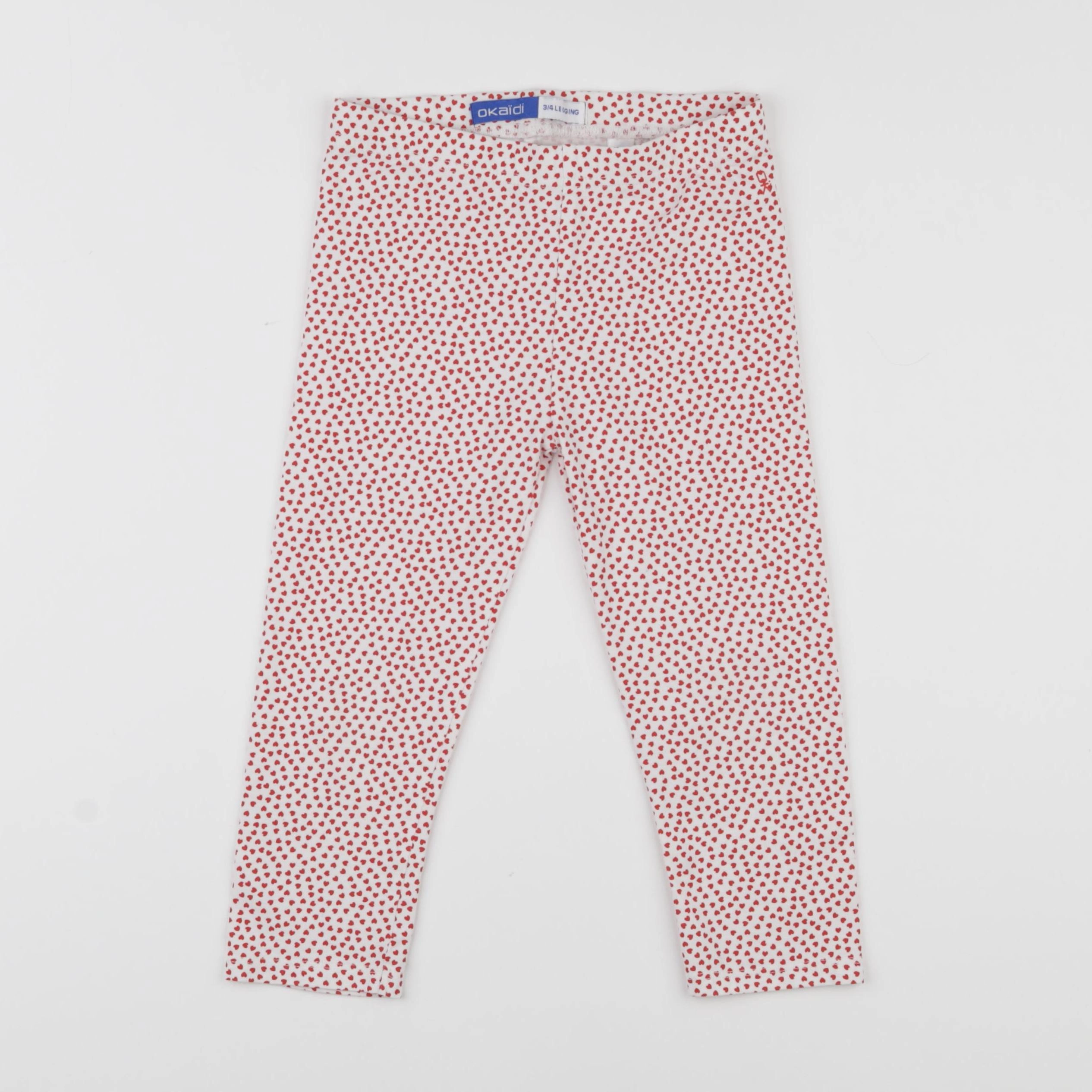 Okaidi - legging court blanc, rouge - 6 ans
