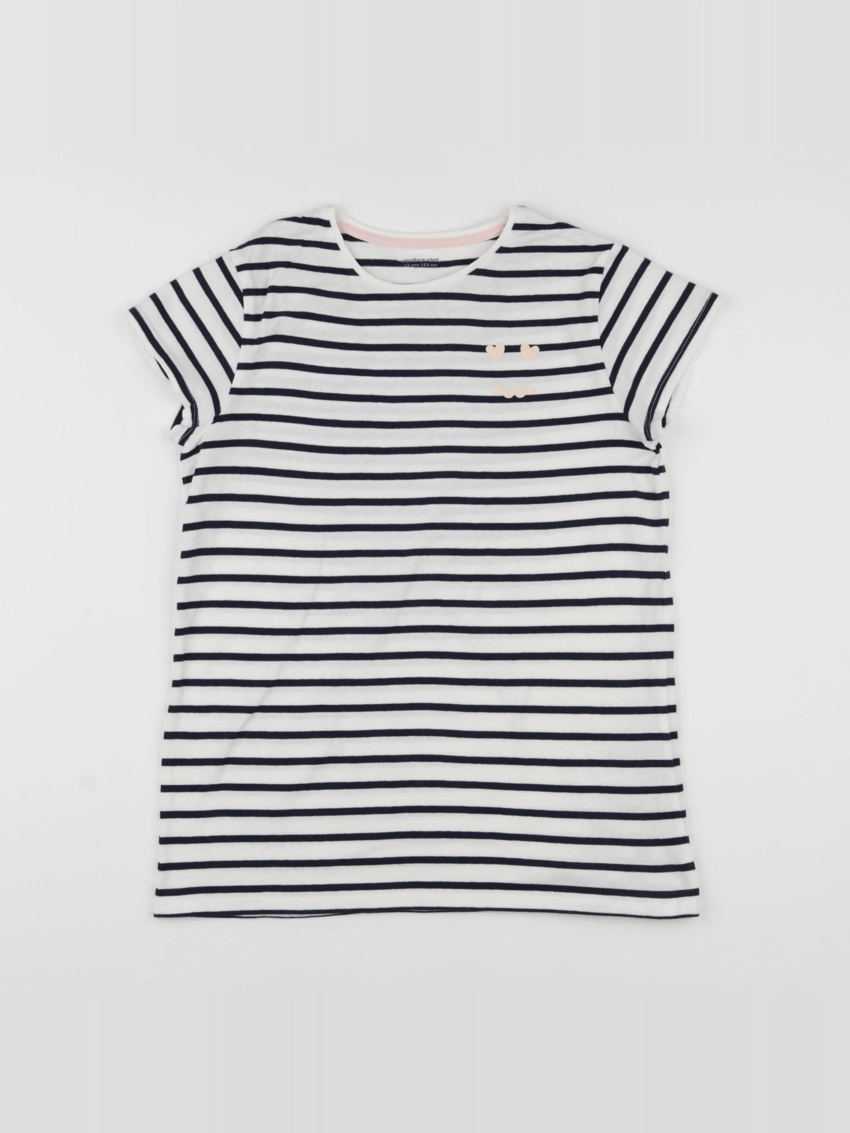 Vertbaudet - tee-shirt blanc, bleu - 12 ans