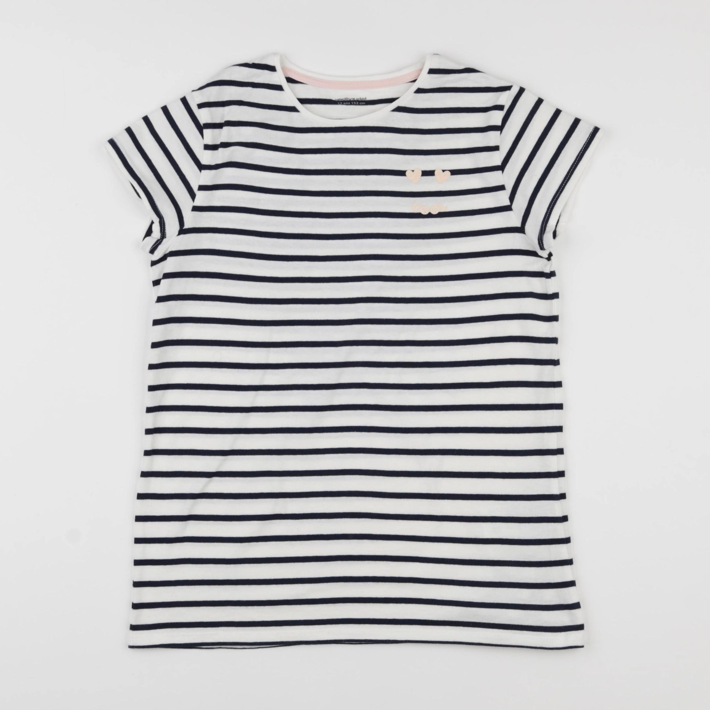 Vertbaudet - tee-shirt blanc, bleu - 12 ans