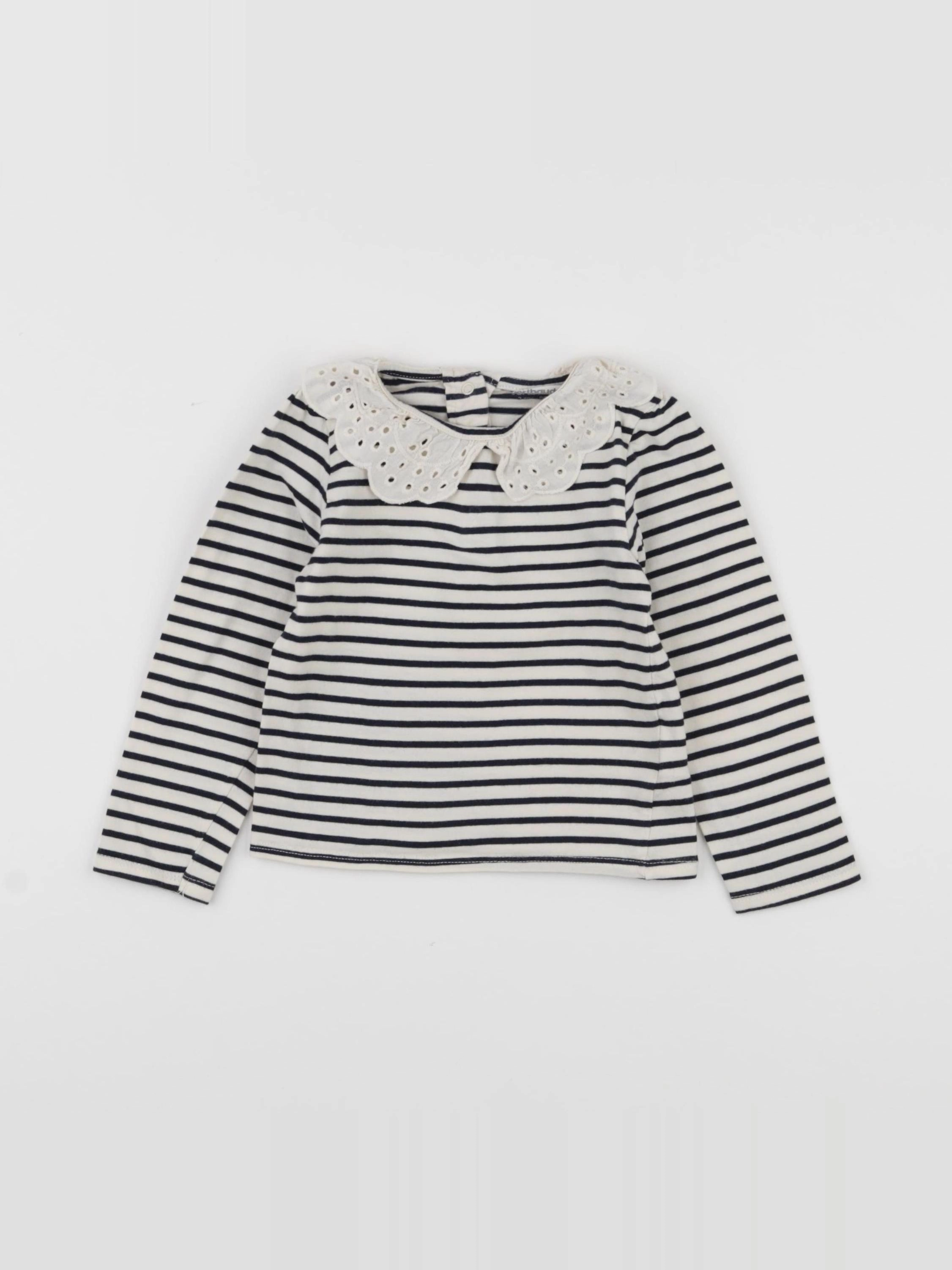 Vertbaudet - tee-shirt beige, bleu - 2 ans