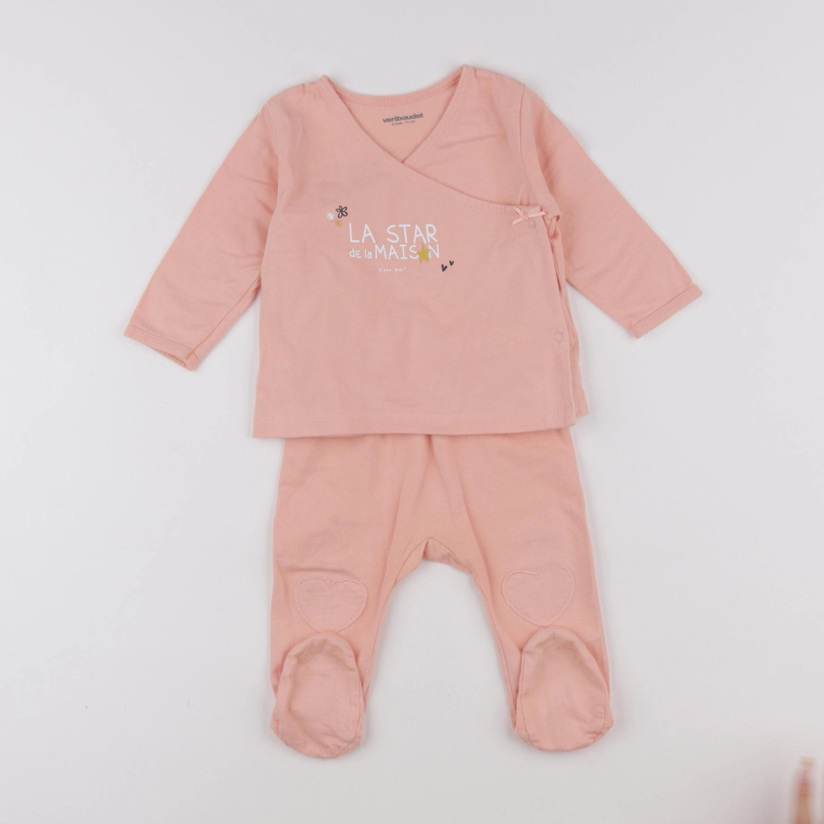 Vertbaudet - pyjama coton rose - 9 mois