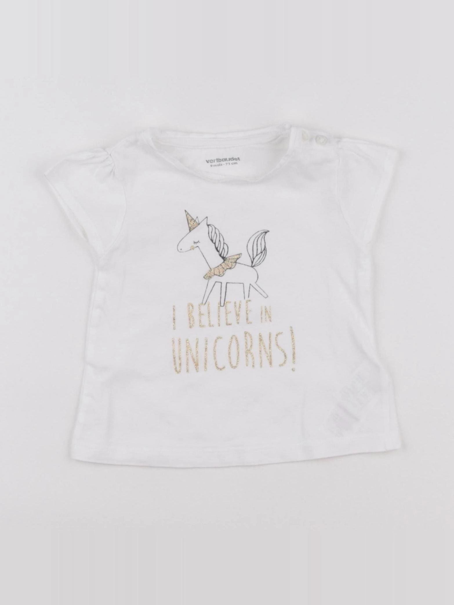 Vertbaudet - tee-shirt blanc - 9 mois