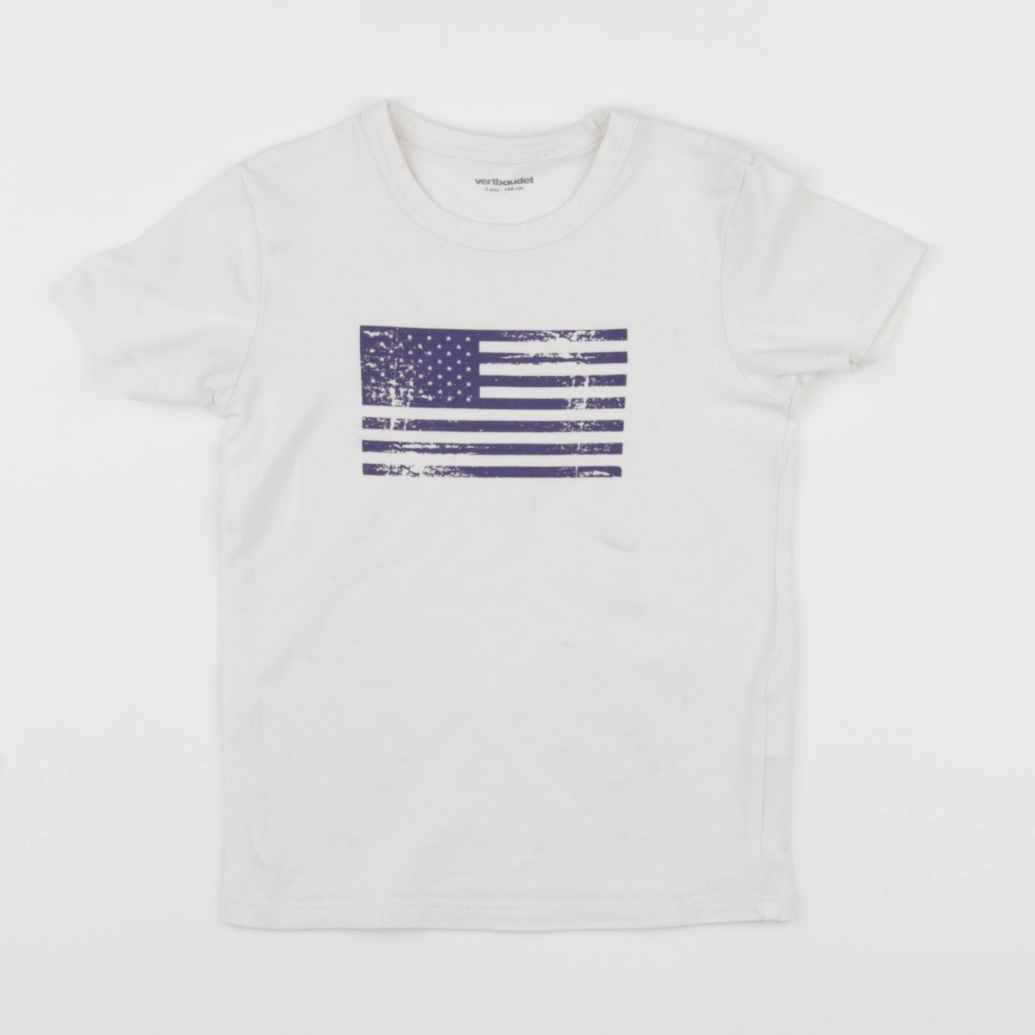 Vertbaudet - tee-shirt blanc, bleu - 5 ans