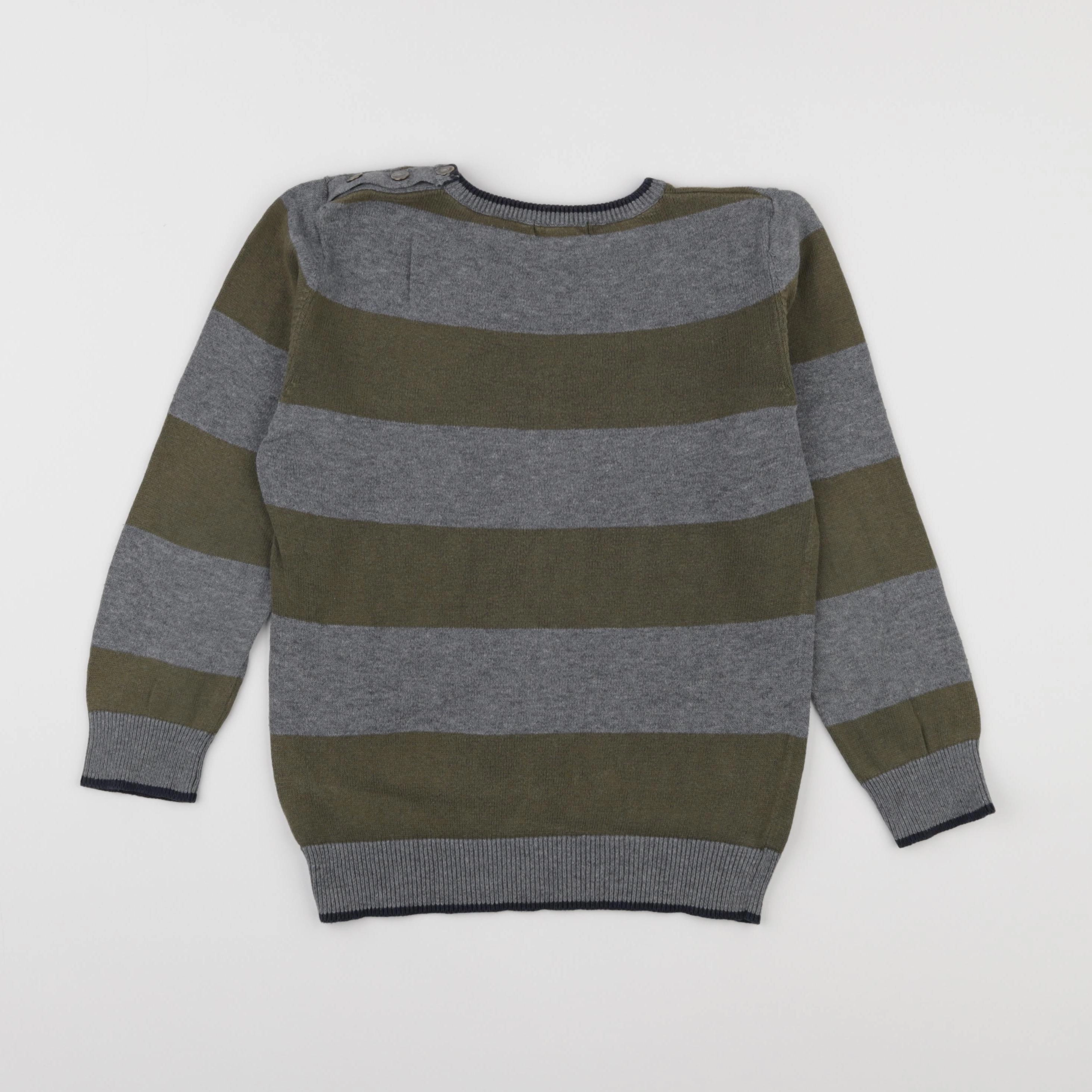 Vertbaudet - pull vert, gris - 8 ans