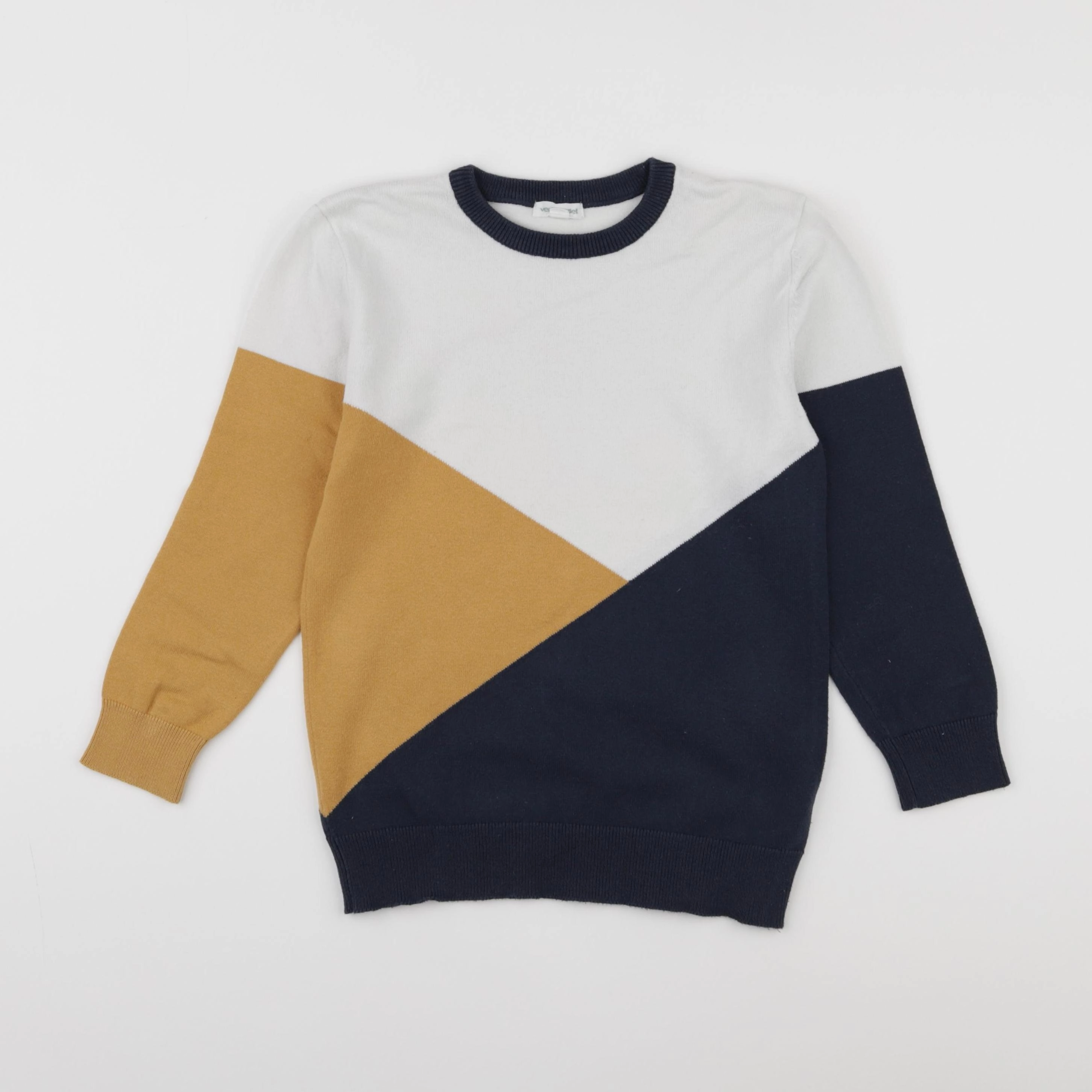 Vertbaudet - pull blanc, jaune - 8 ans