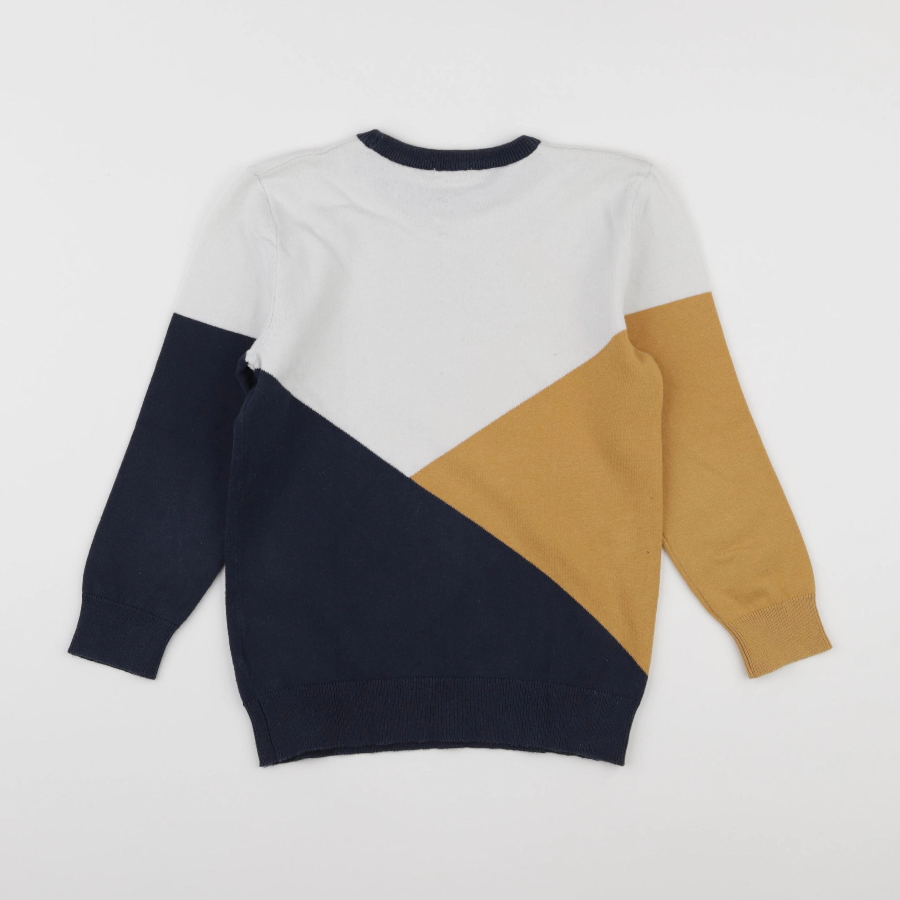 Vertbaudet - pull blanc, jaune - 8 ans