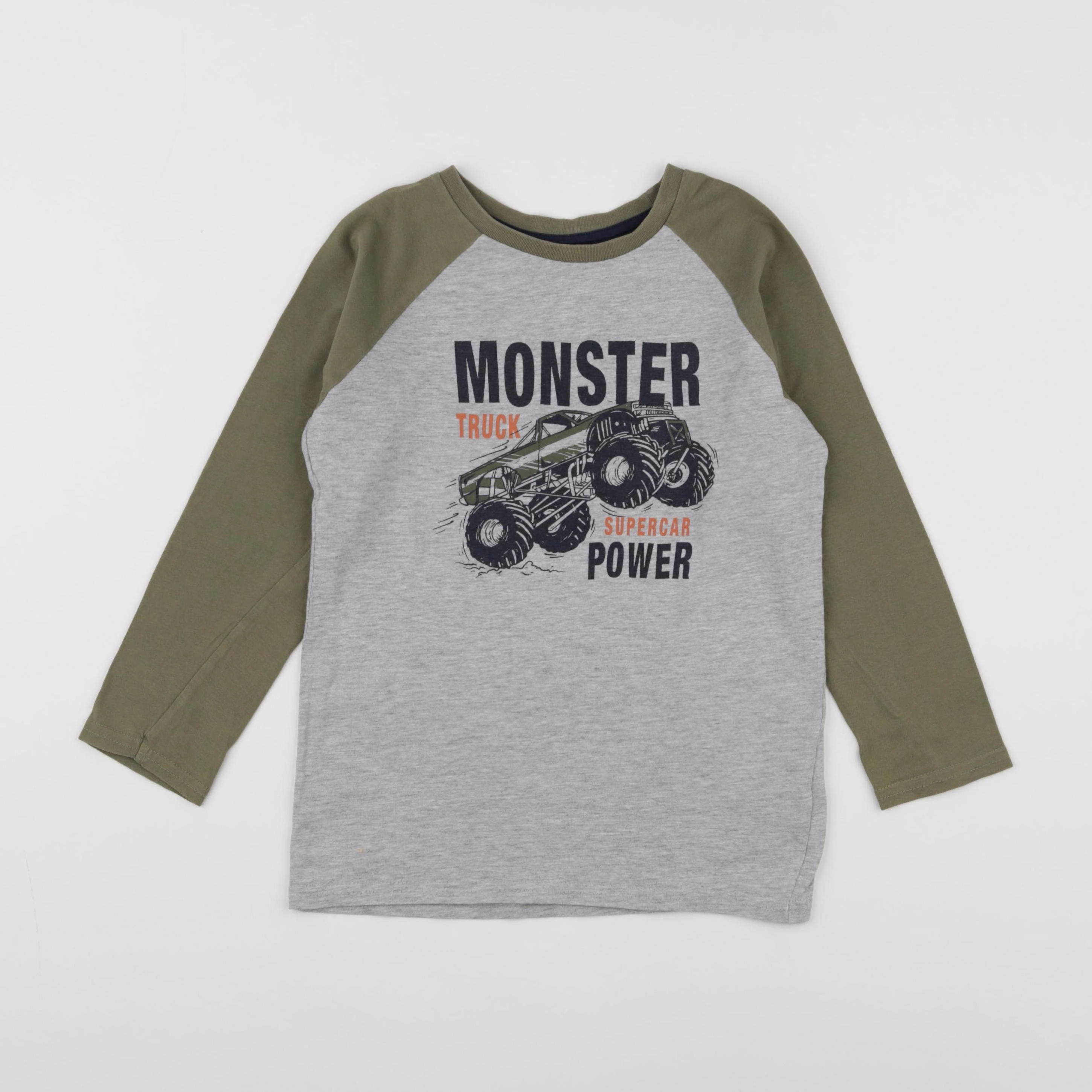 Vertbaudet - tee-shirt gris, vert - 8 ans
