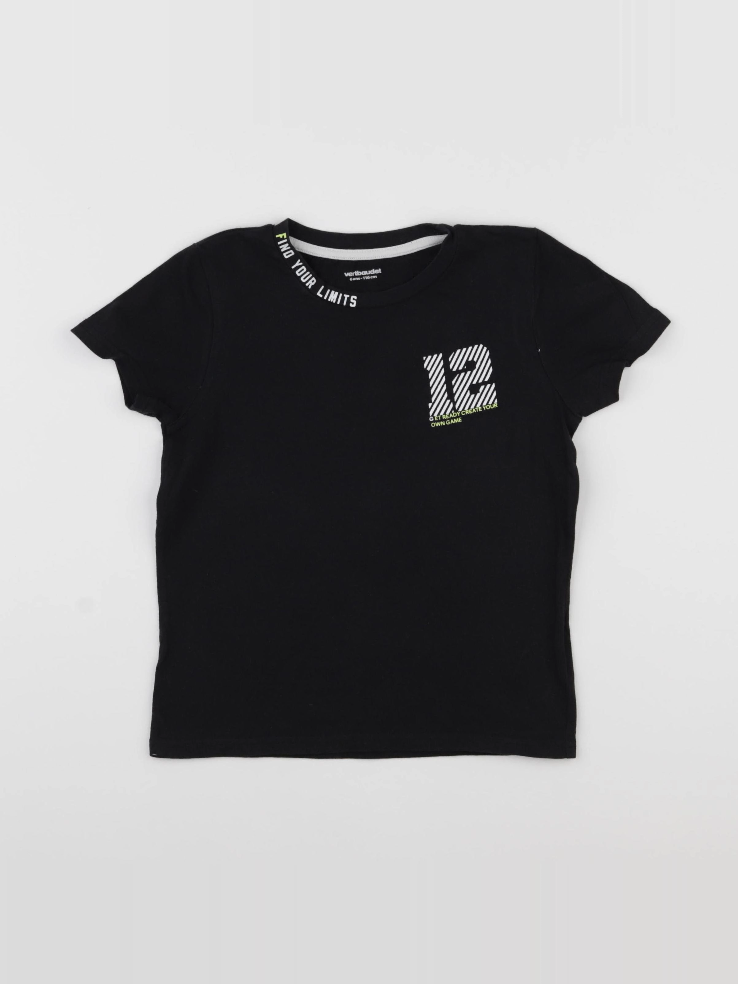 Vertbaudet - tee-shirt noir - 6 ans