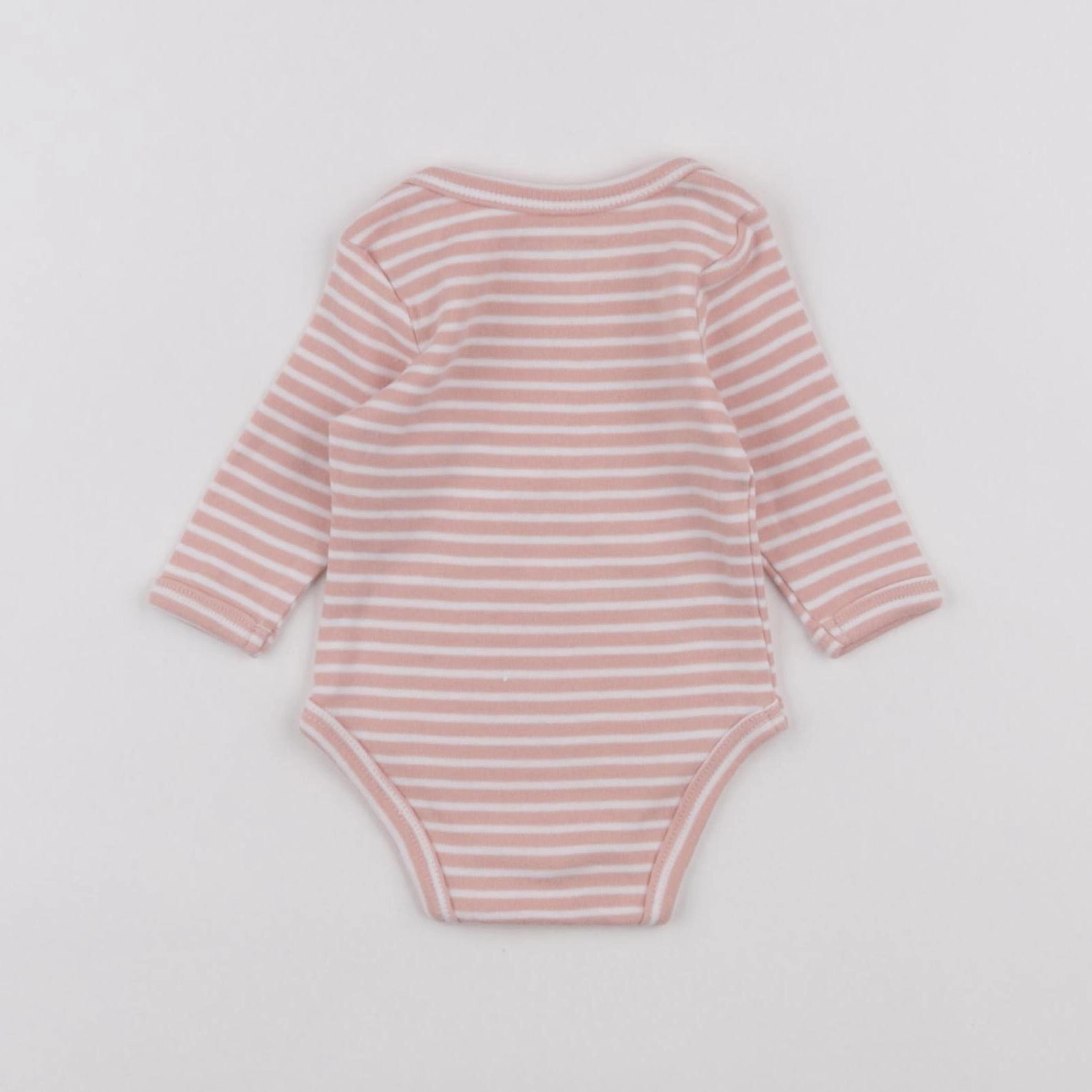 Vertbaudet - body blanc, rose - 1 mois