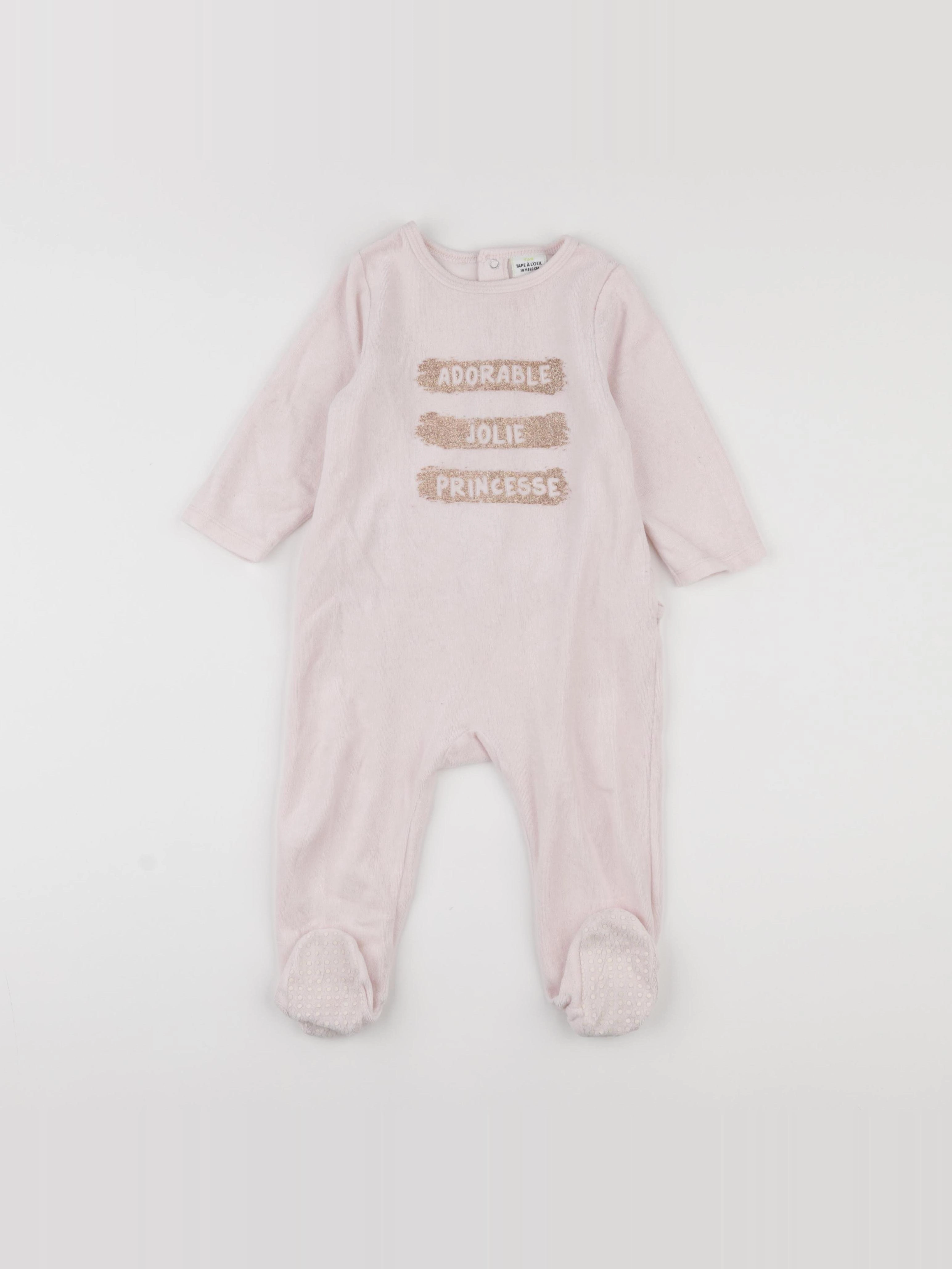 Tape à l'oeil - pyjama velours rose - 18 mois