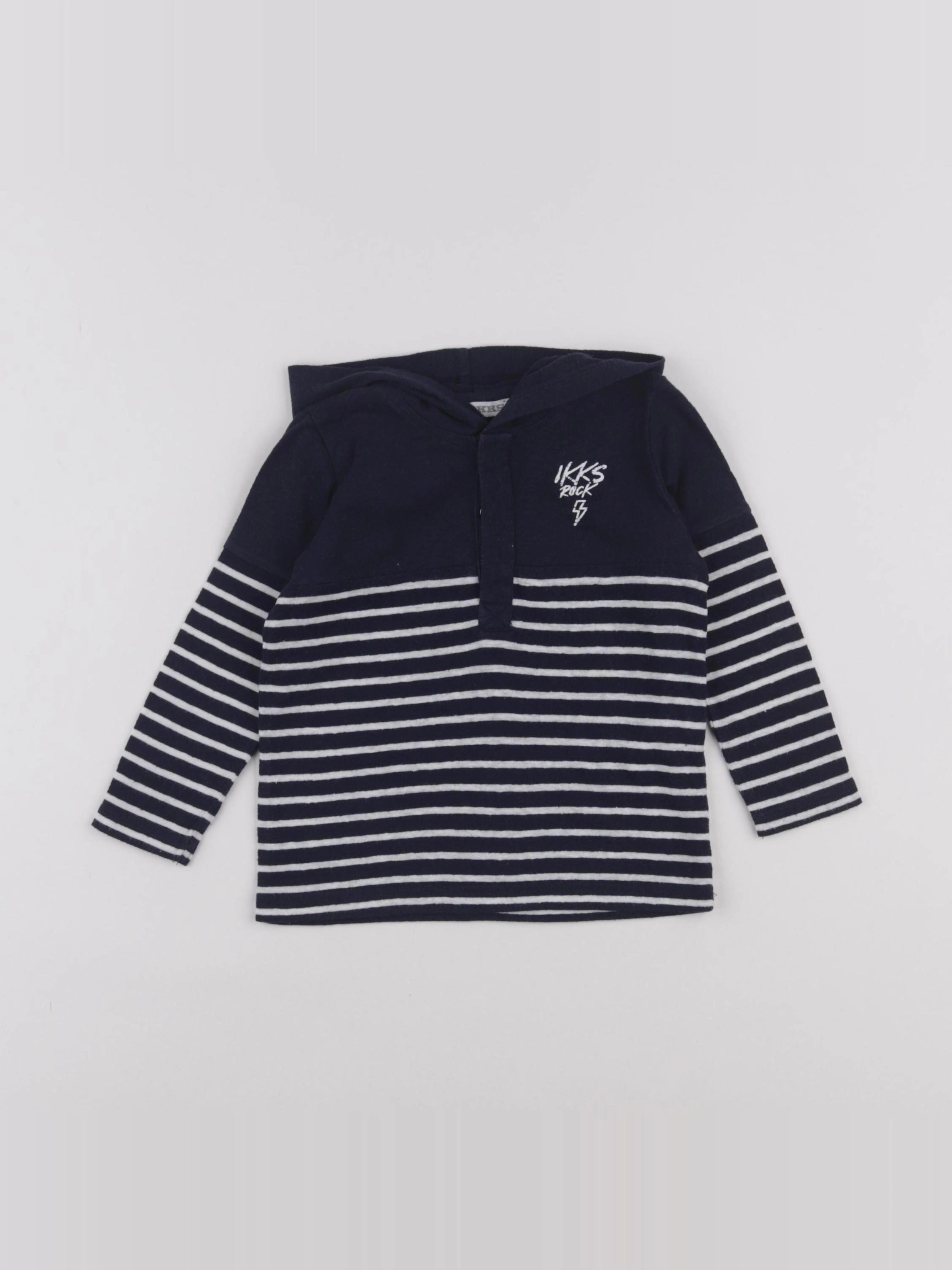 IKKS - tee-shirt bleu, blanc - 12 mois