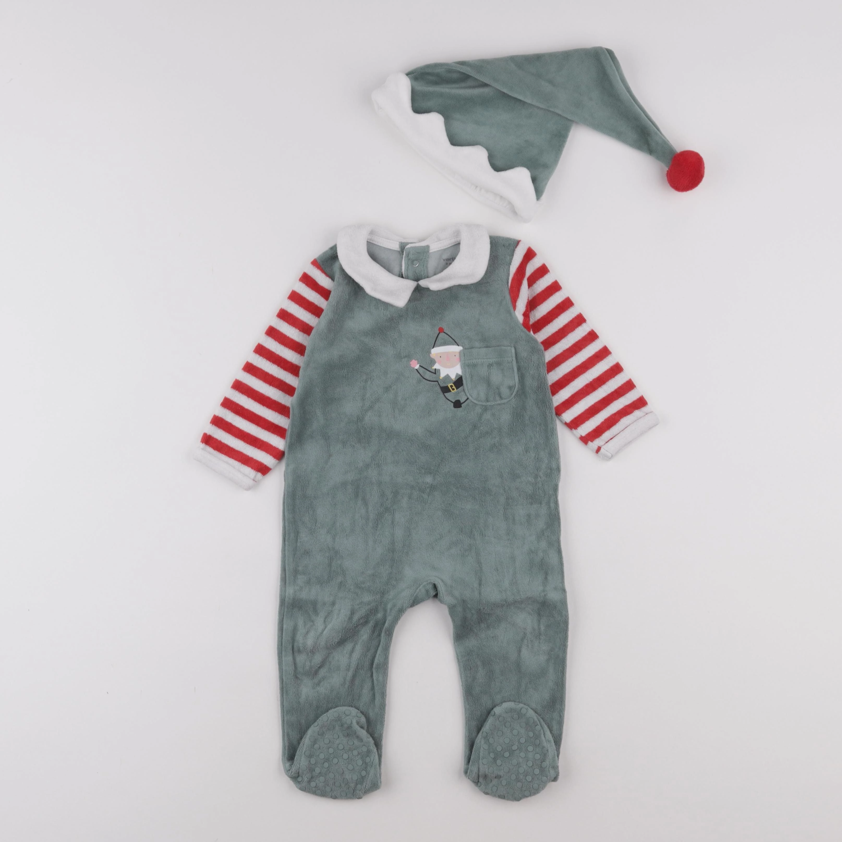 Vertbaudet - pyjama velours vert - 9 mois