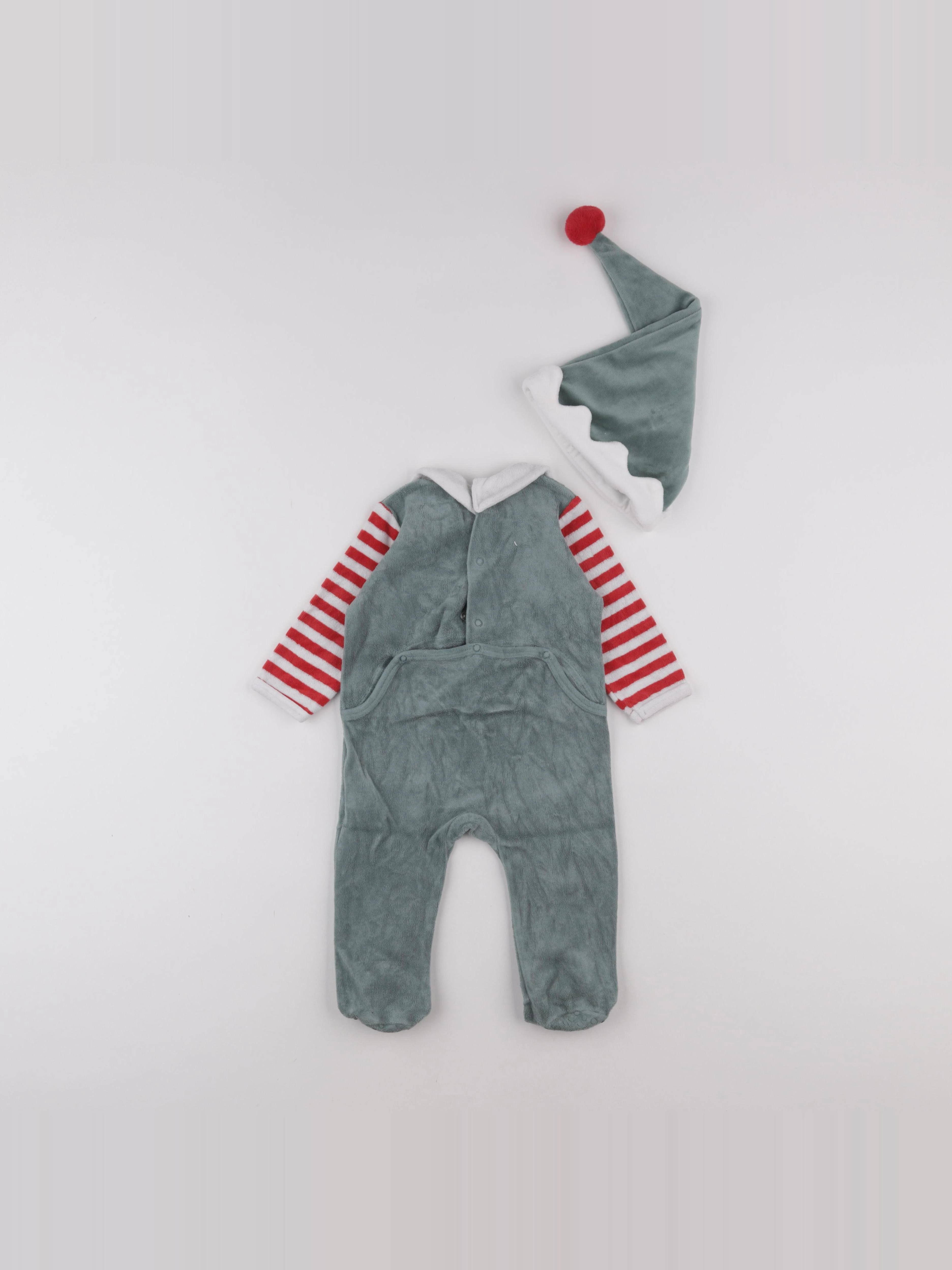 Vertbaudet - pyjama velours vert - 9 mois
