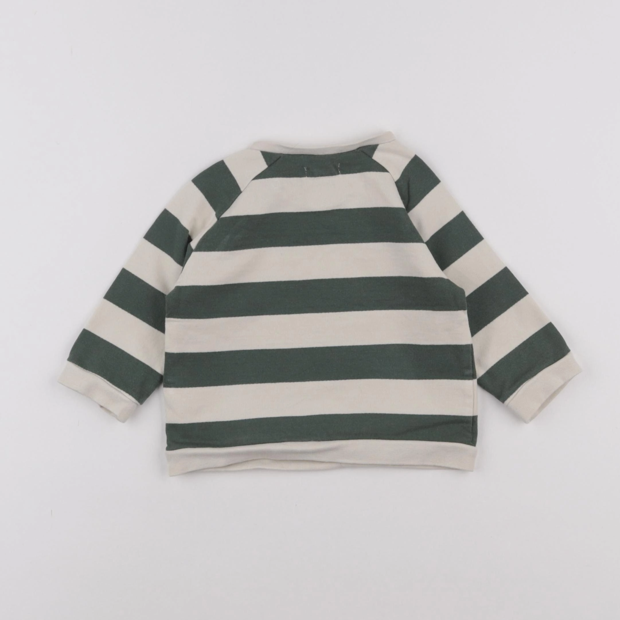 Vertbaudet - sweat beige, vert - 9 mois