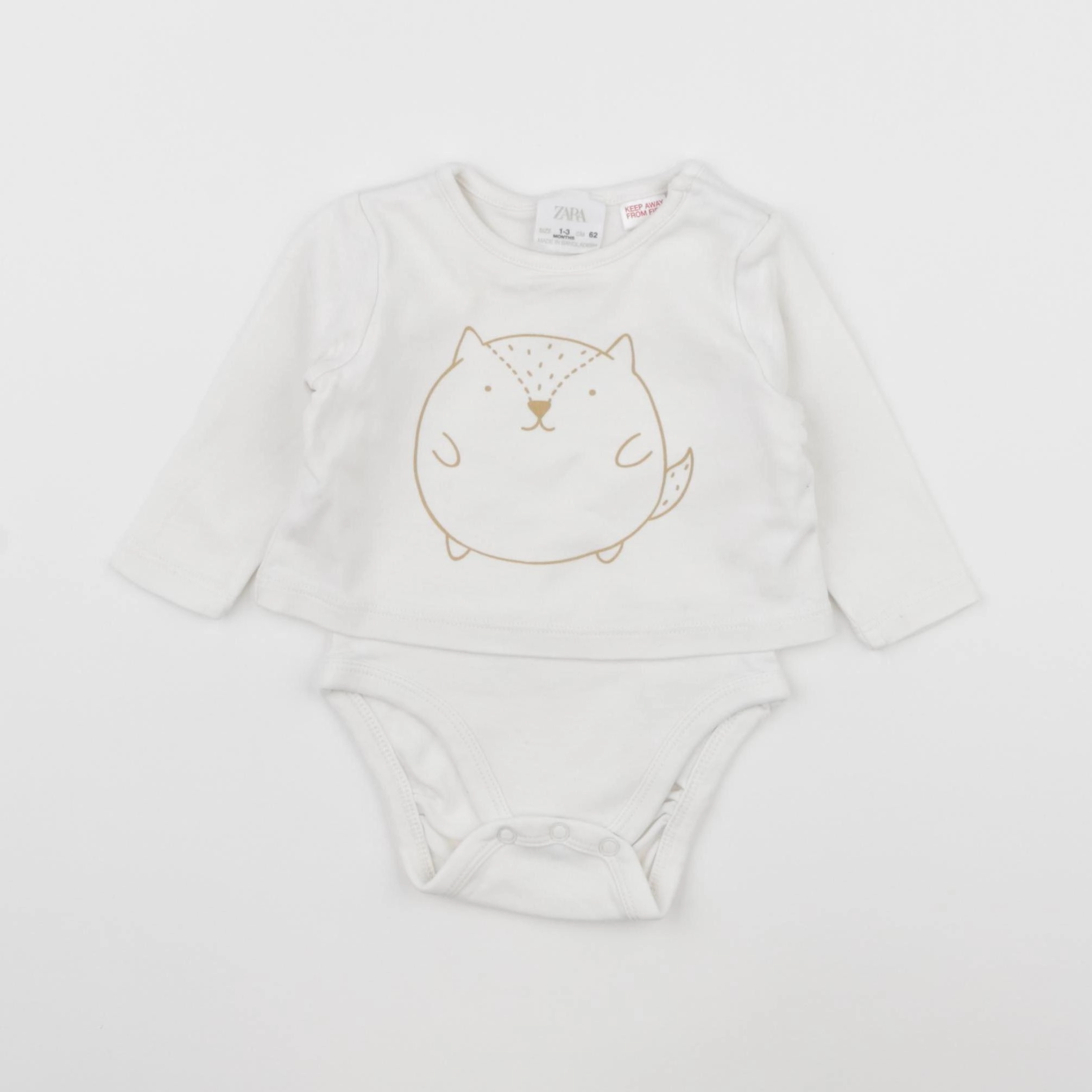 Zara - body tee-shirt blanc - 1/3 mois