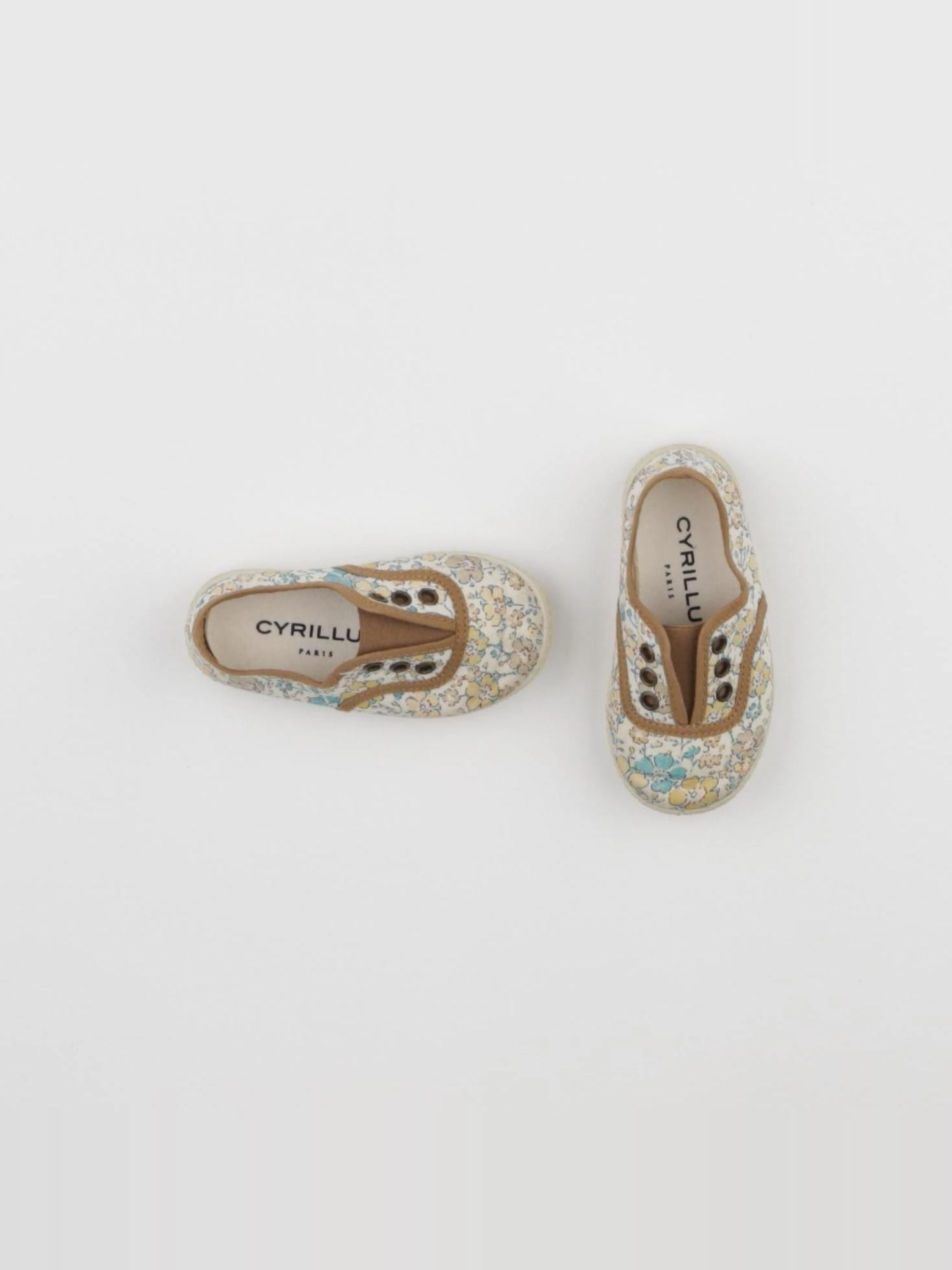 Cyrillus - tennis élastiqué beige, bleu - pointure 21
