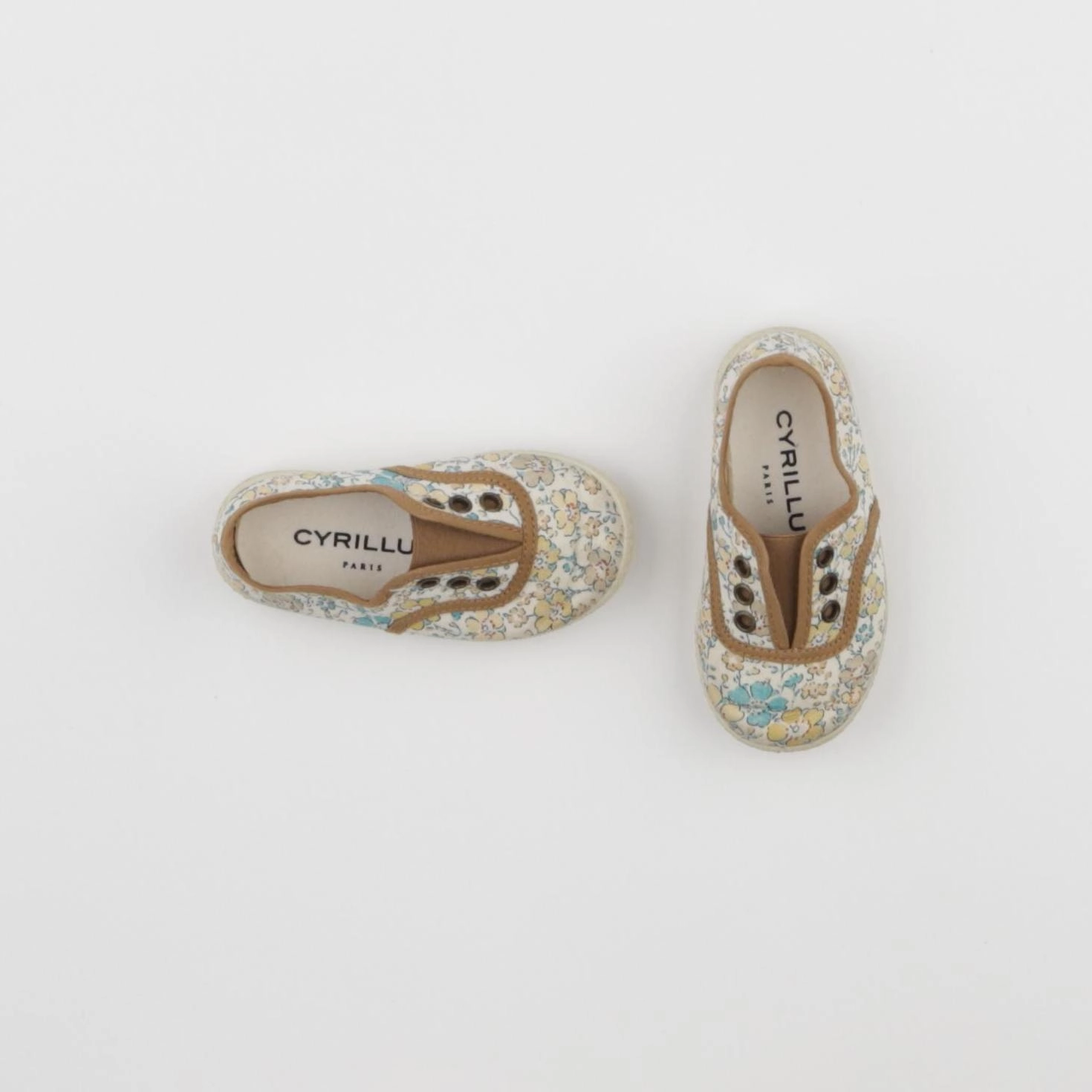Cyrillus - tennis élastiqué beige, bleu - pointure 21