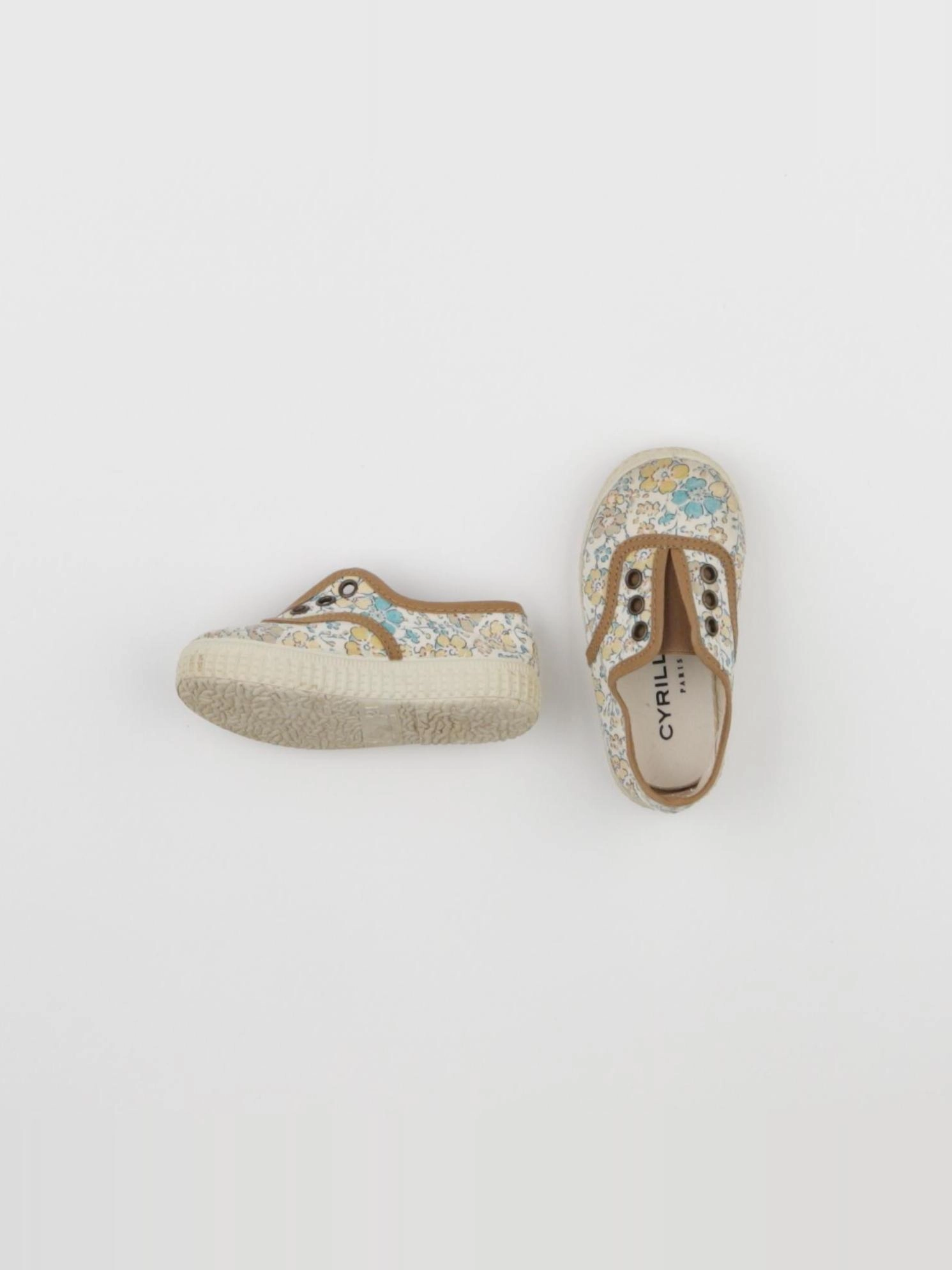 Cyrillus - tennis élastiqué beige, bleu - pointure 21