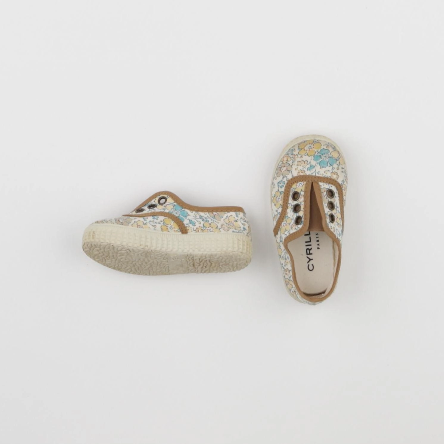 Cyrillus - tennis élastiqué beige, bleu - pointure 21