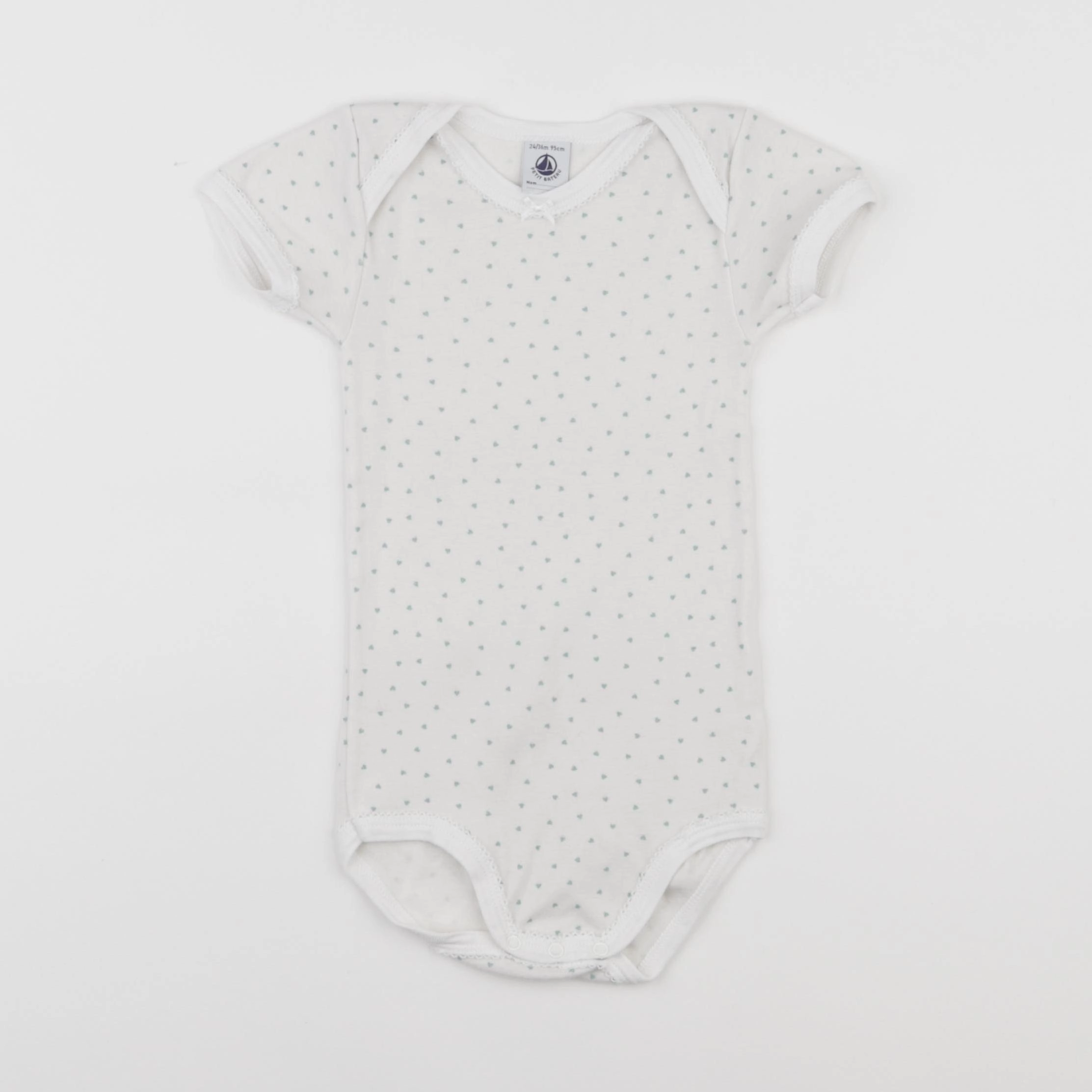 Petit Bateau - body blanc, vert - 24 mois