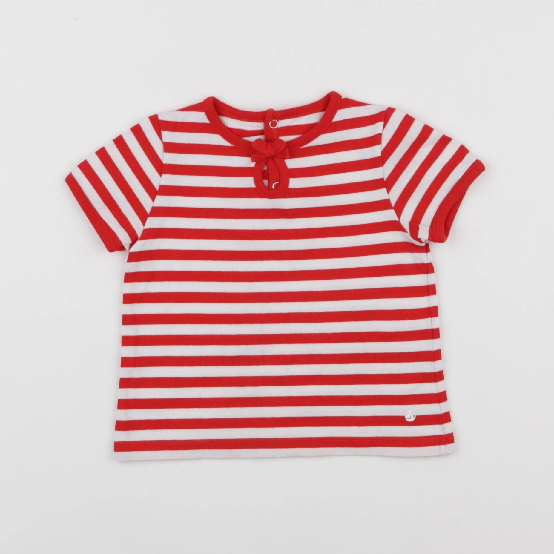 Petit Bateau - tee-shirt blanc, rouge - 12 mois