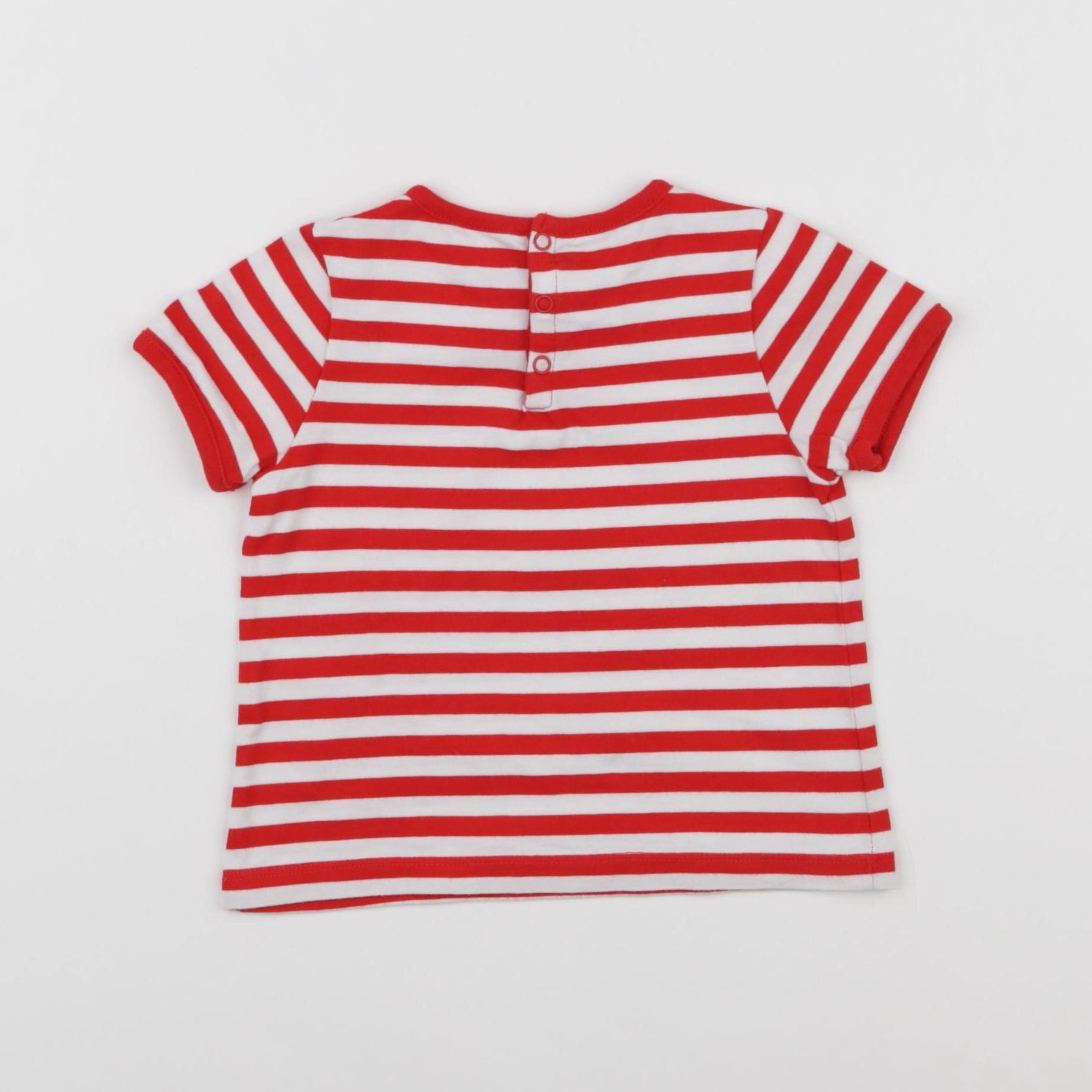 Petit Bateau - tee-shirt blanc, rouge - 12 mois