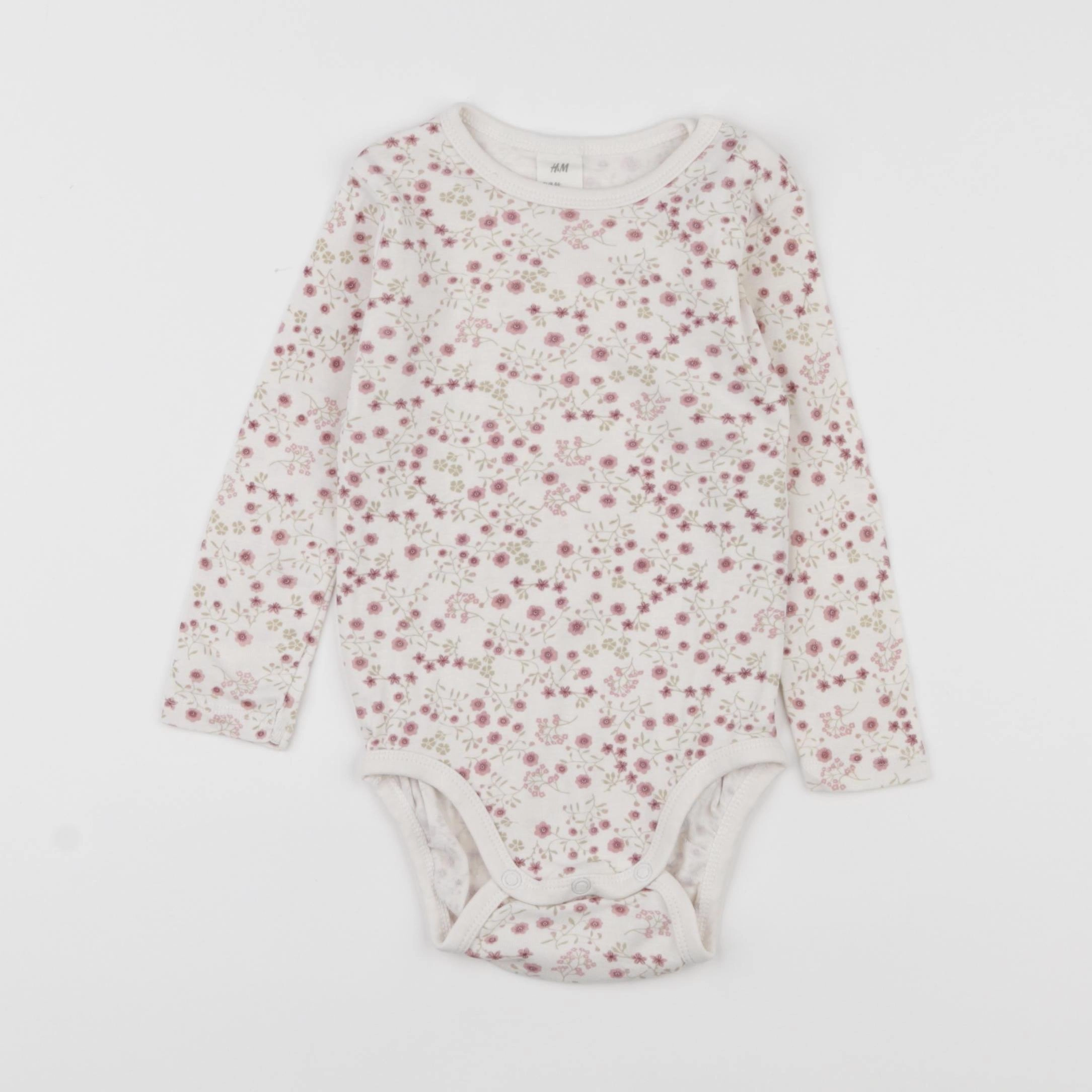 H&M - body beige, rose - 12/18 mois
