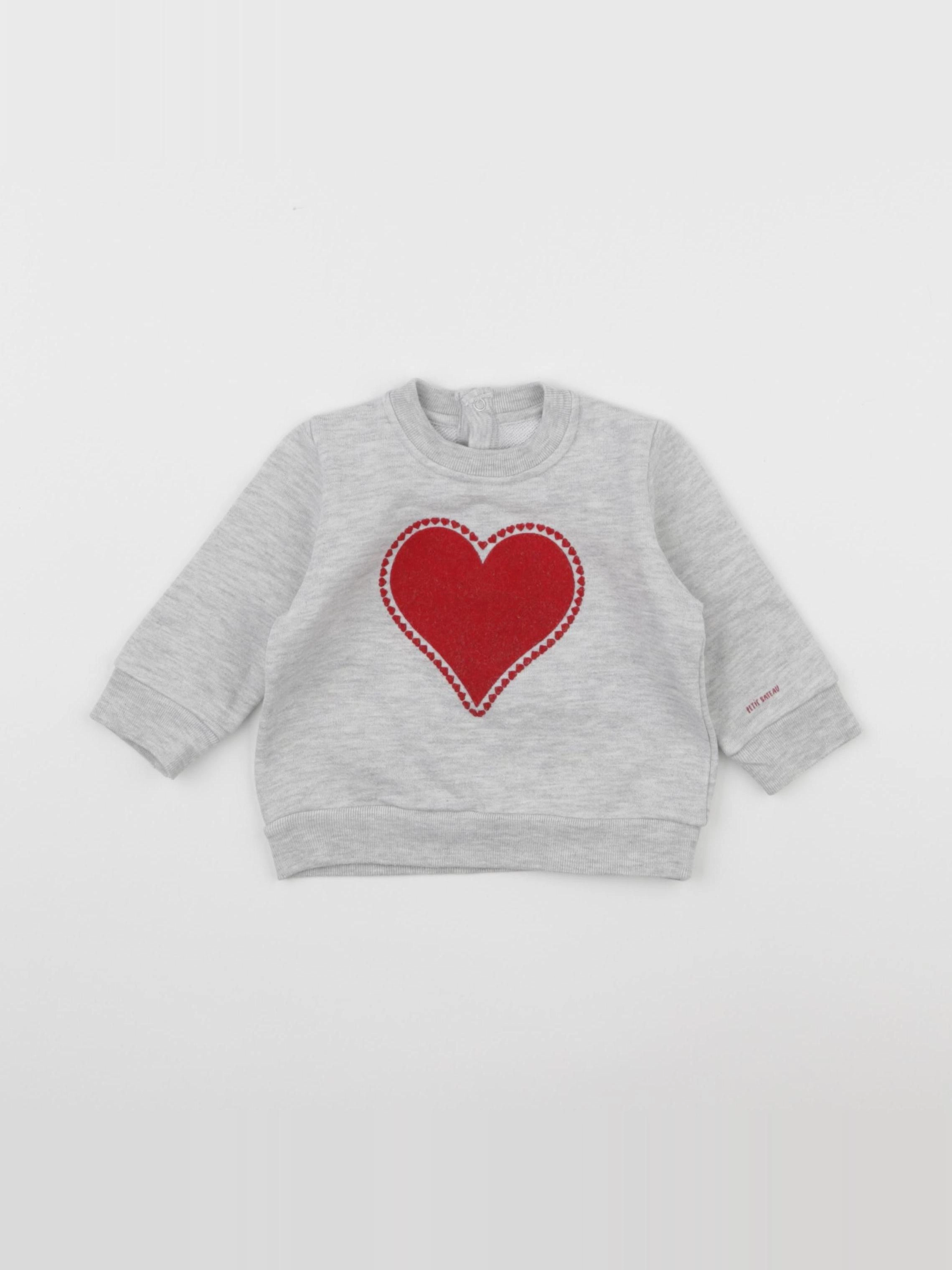 Petit Bateau - sweat gris - 6 mois