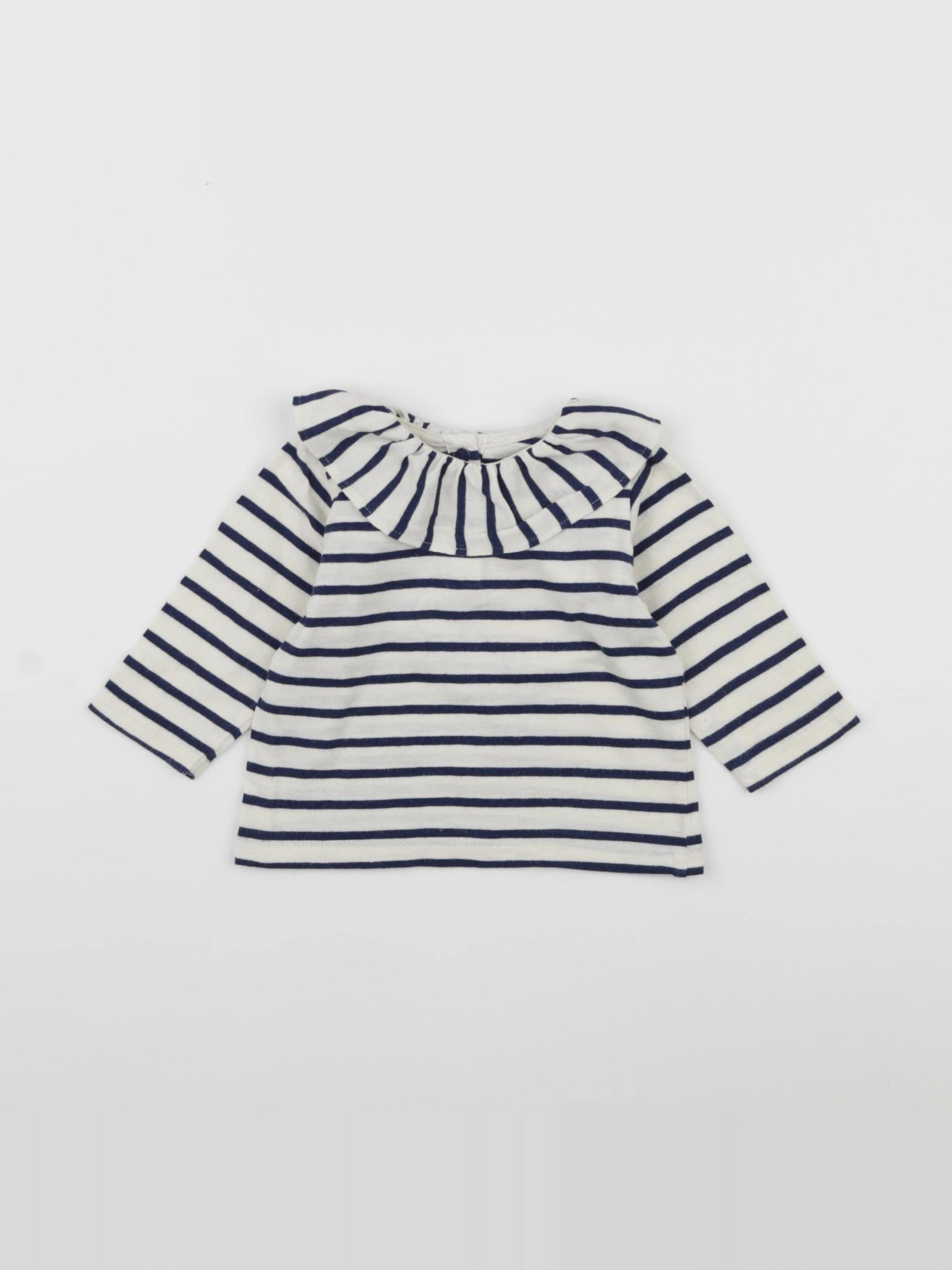 Petit Bateau - tee-shirt blanc, bleu - 6 mois