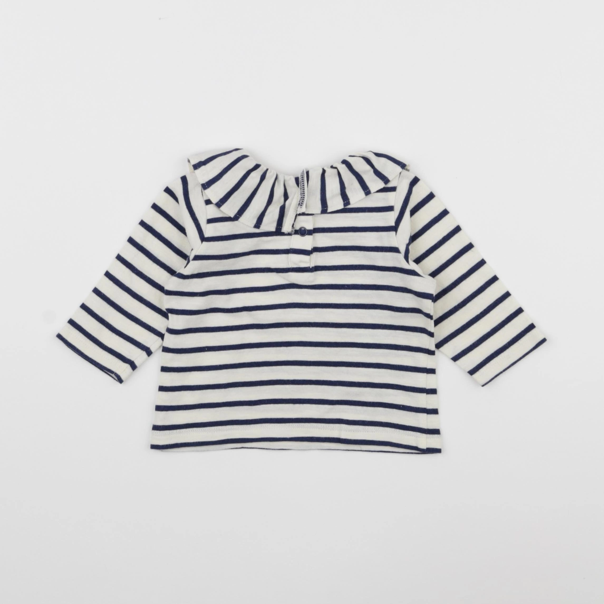 Petit Bateau - tee-shirt blanc, bleu - 6 mois