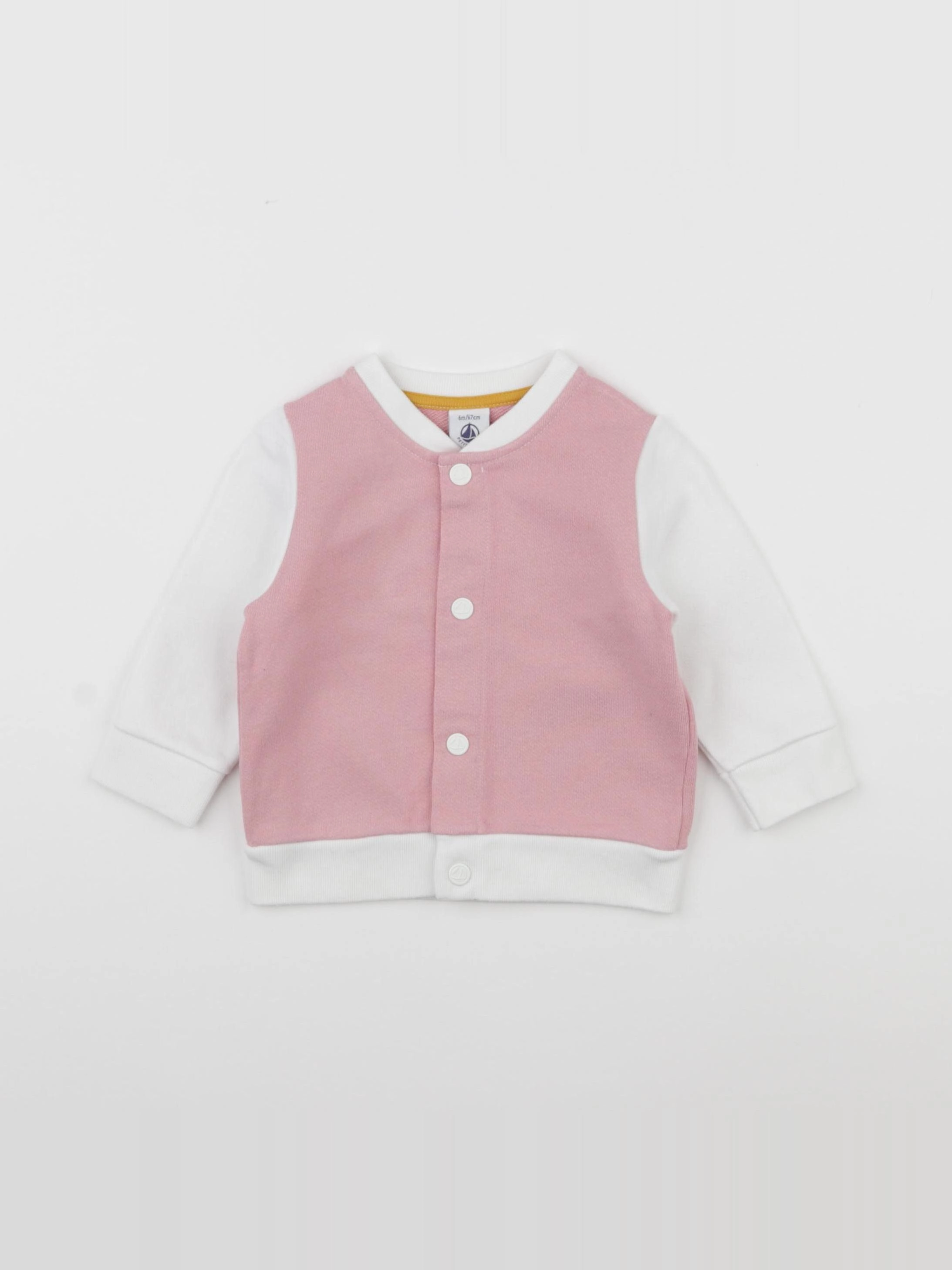 Petit Bateau - sweat imprimé au dos rose, blanc - 6 mois
