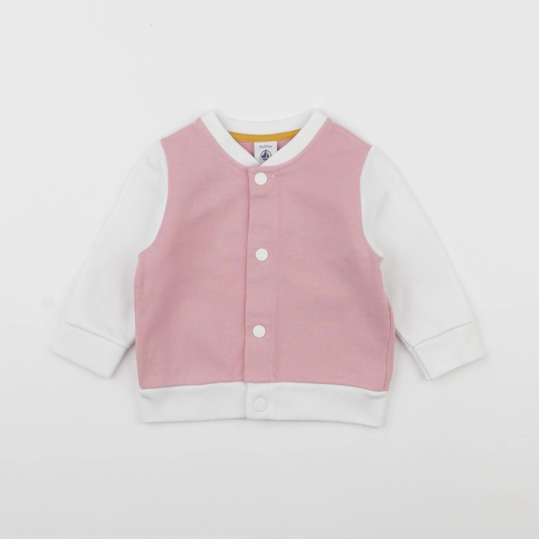 Petit Bateau - sweat imprimé au dos rose, blanc - 6 mois