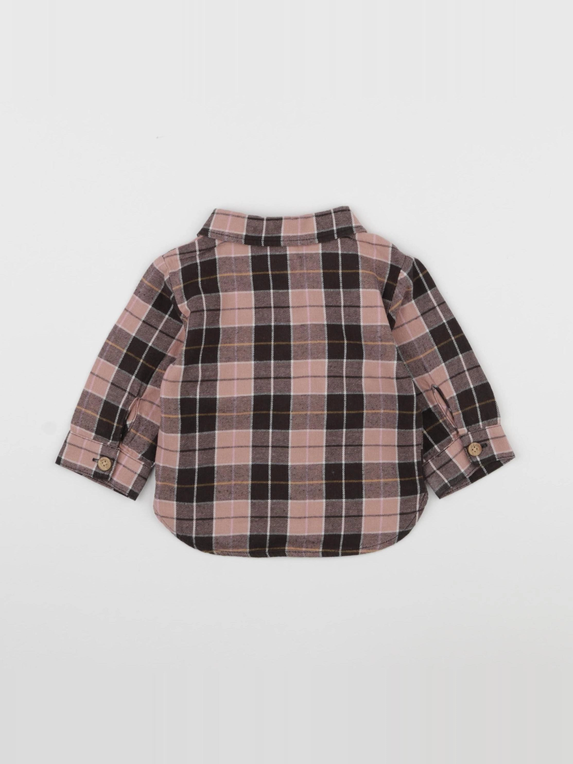 H&M - chemise marron, rose - 3/6 mois