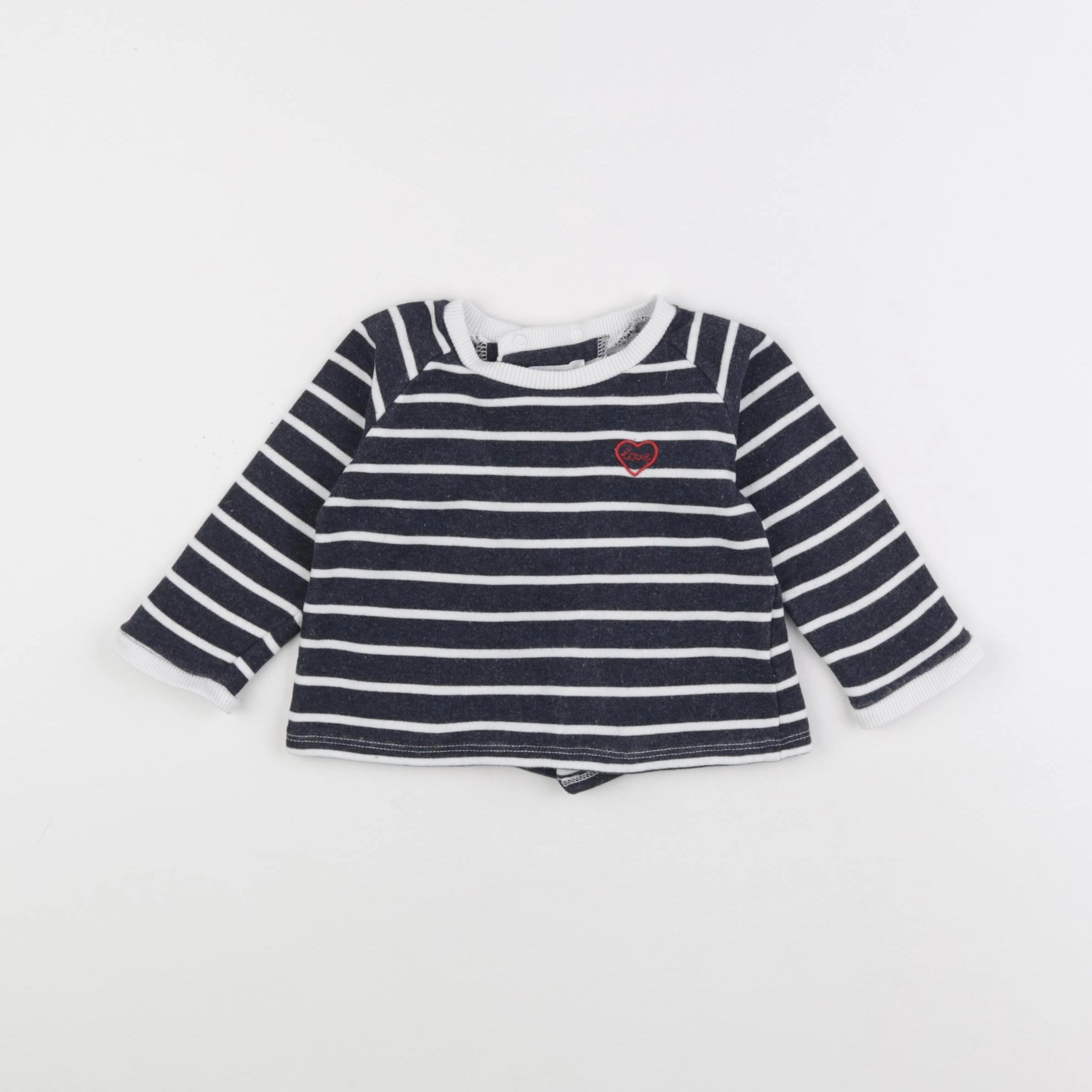 Boutchou - sweat bleu, blanc - 12 mois