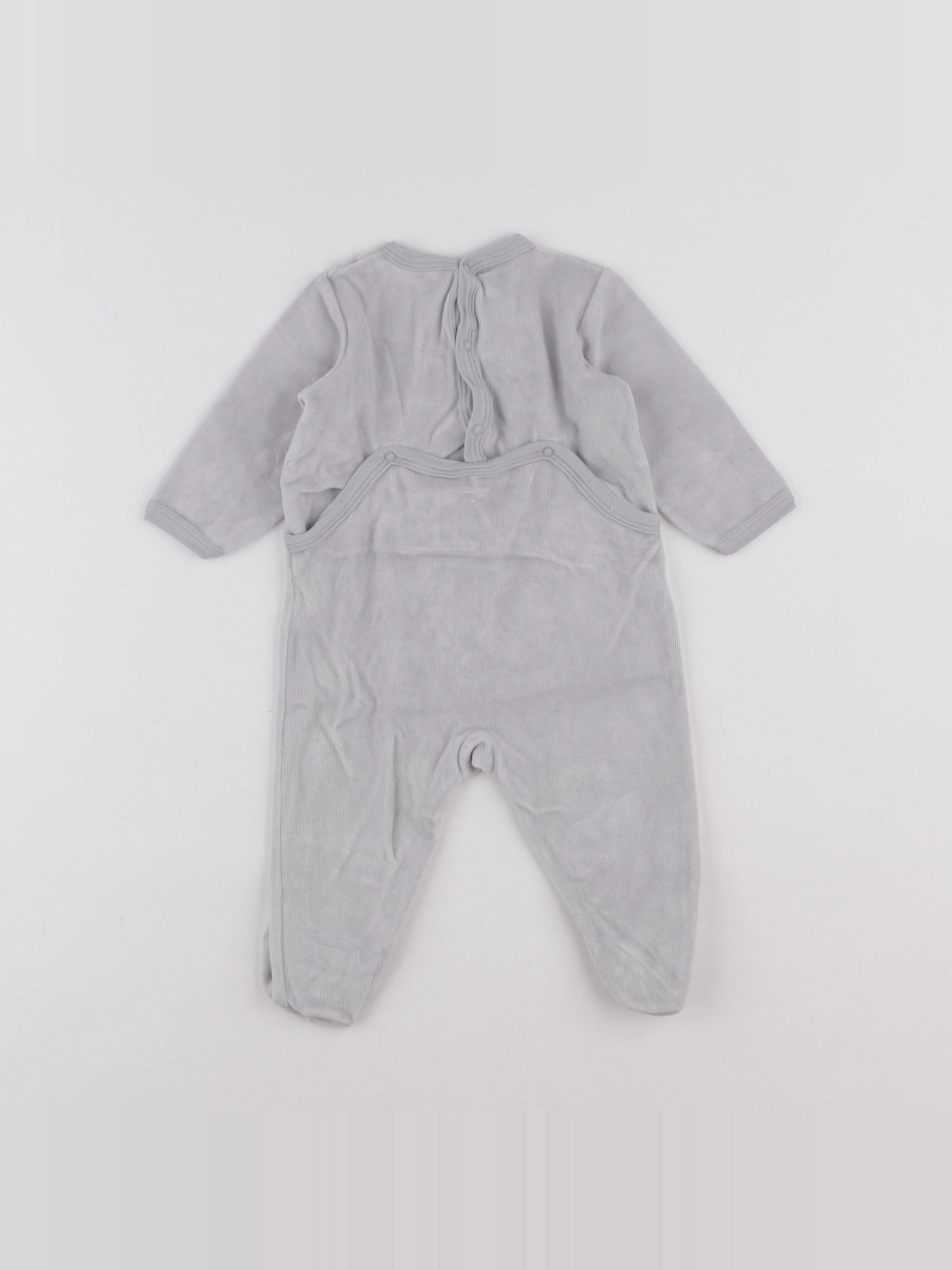 Petit Bateau - pyjama velours gris - 6 mois